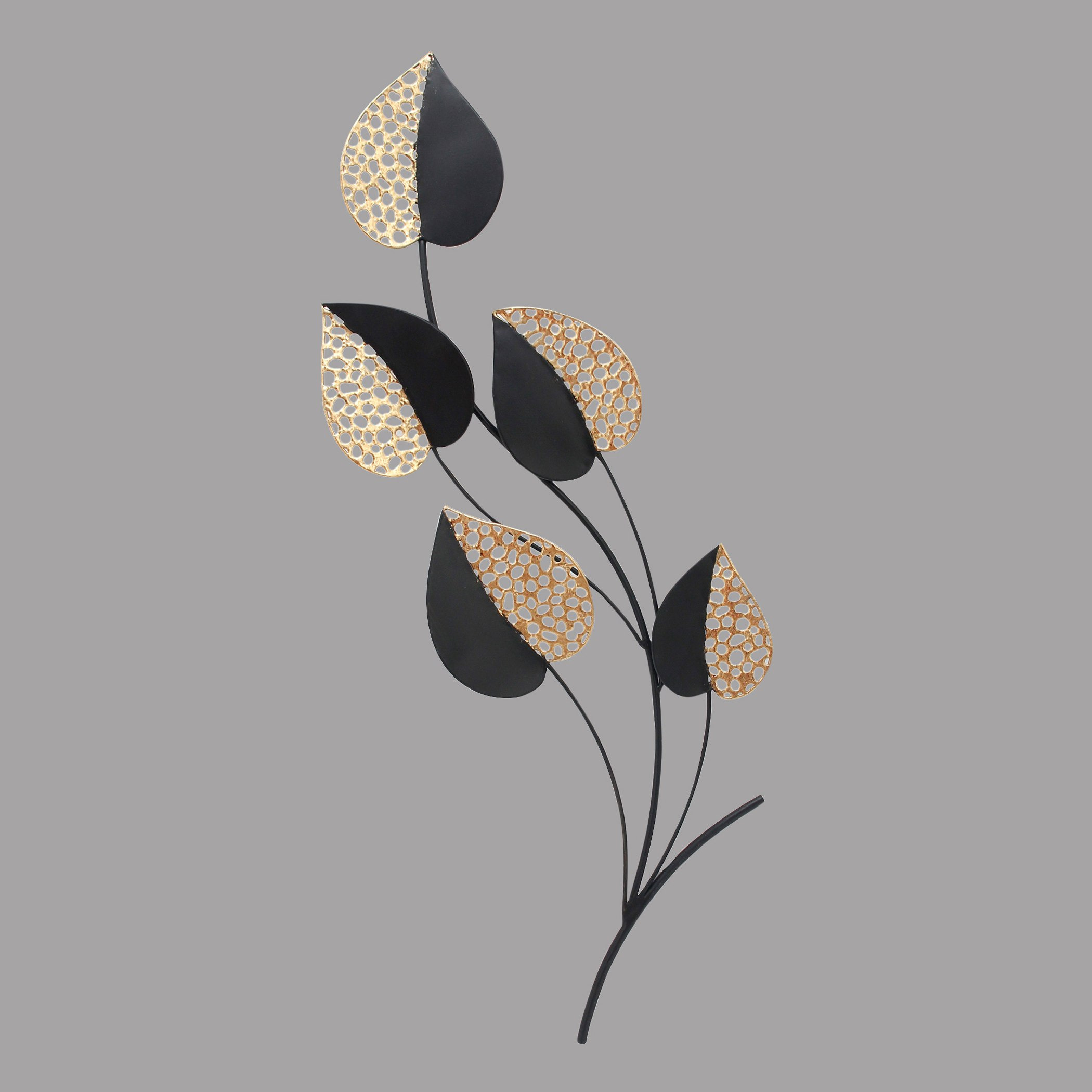 زينة حائط فرع ورق شجر معدني من ميراج - 30.5x3.5x80 سم-hbxlivingroom-walldecor-wallart-image-1
