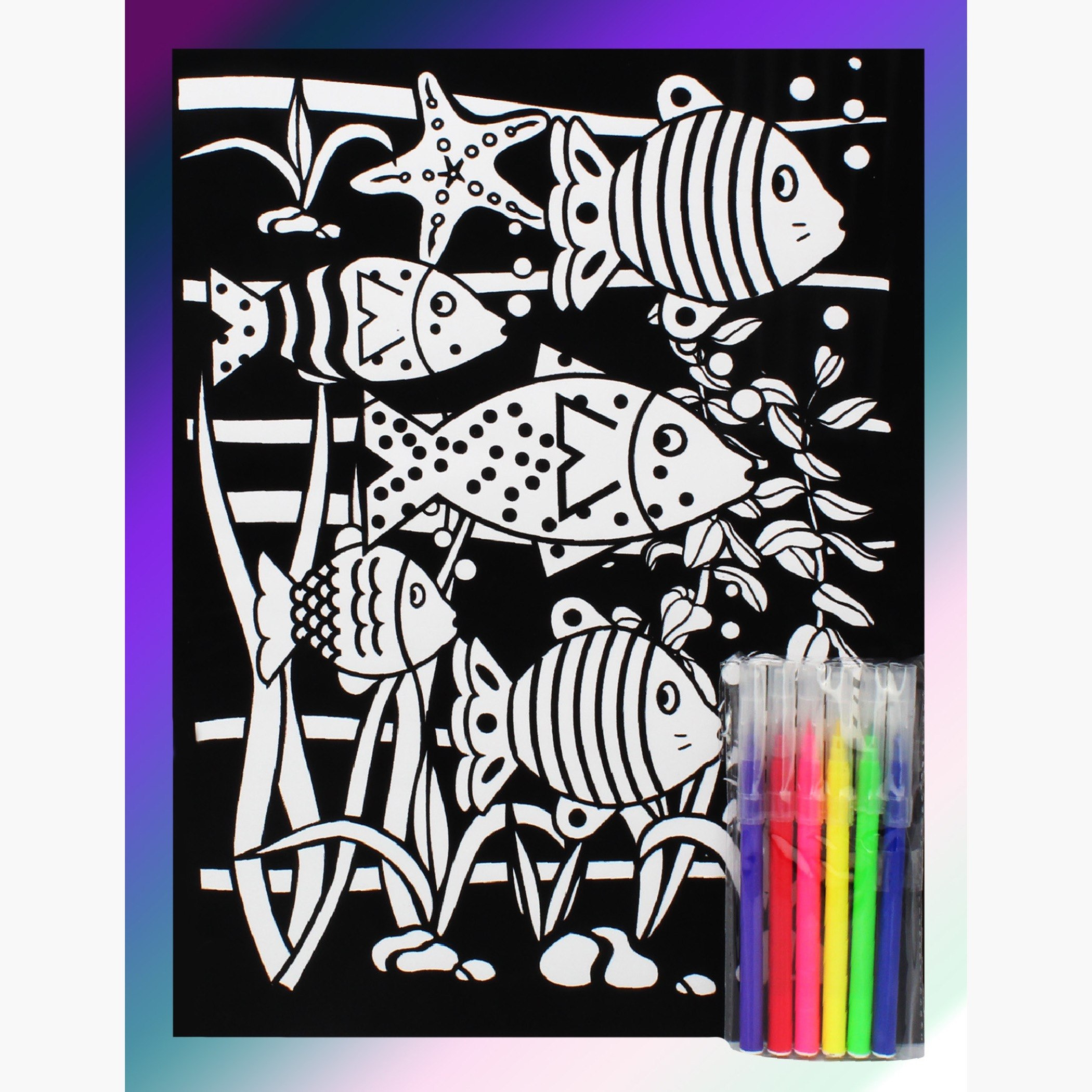 كتاب تلوين برسومات سمك و6 ألوان ماركر بطرف لباد دي آي واي-hbxhomeware-hbxkidsandyouth-image-2