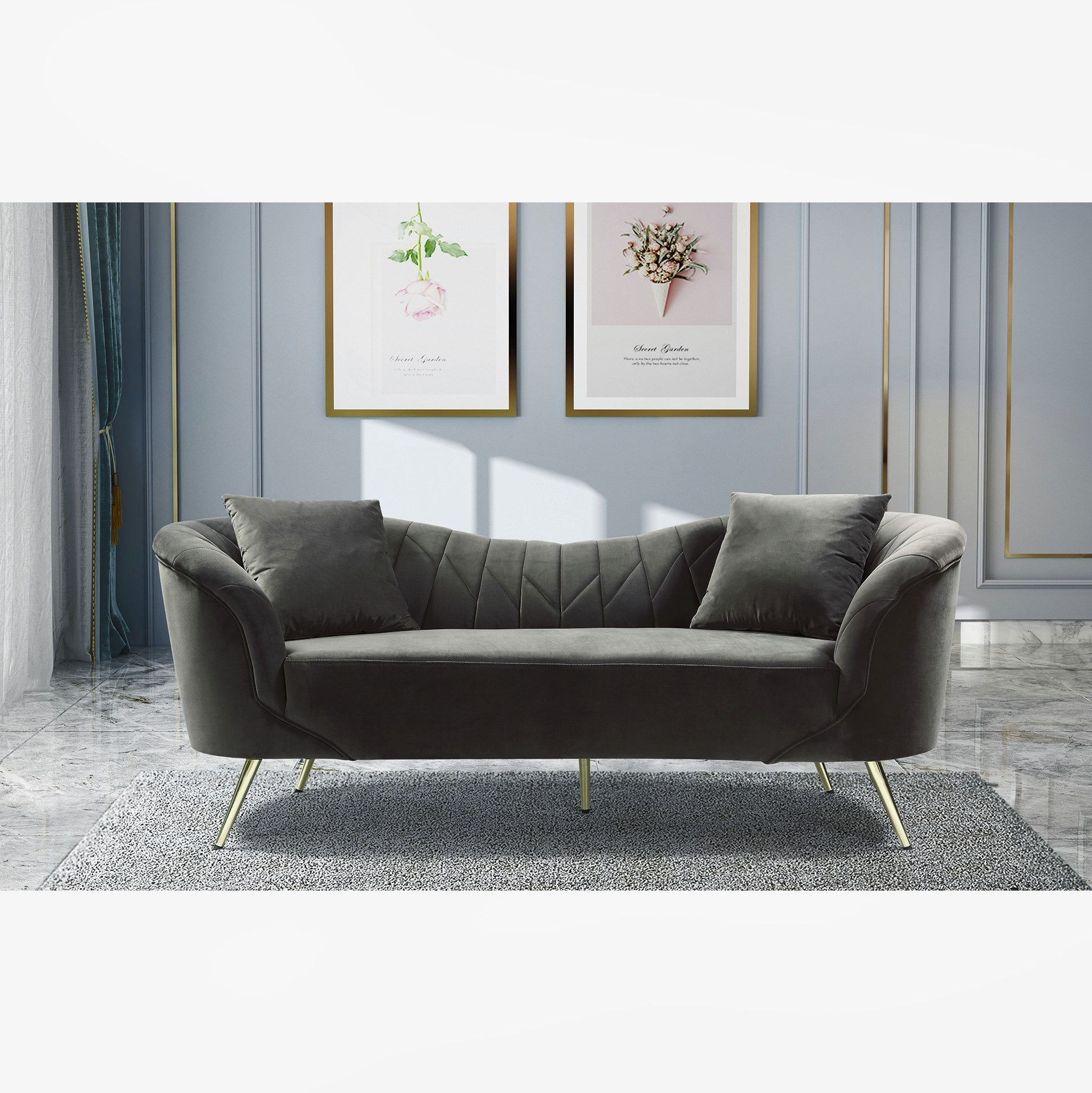 Grey on sale velvet sofas