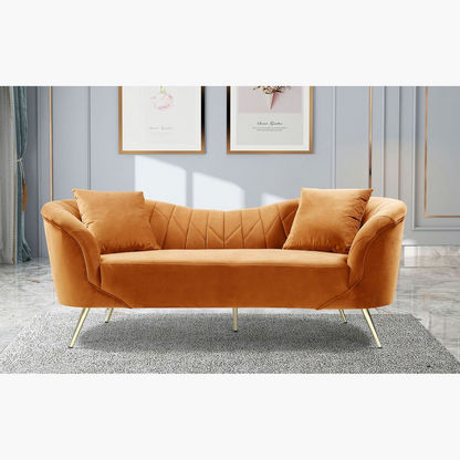 Flora 3-Seater Velvet Sofa with 2 Cushions-Sofas-image-0