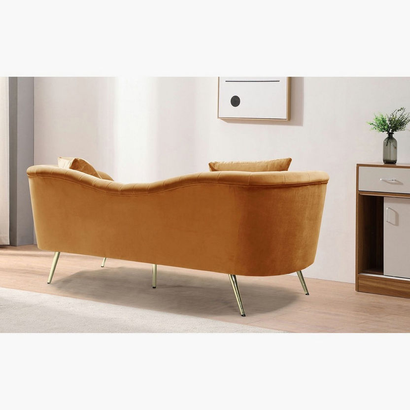 Flora 3-Seater Velvet Sofa with 2 Cushions-Sofas-image-2