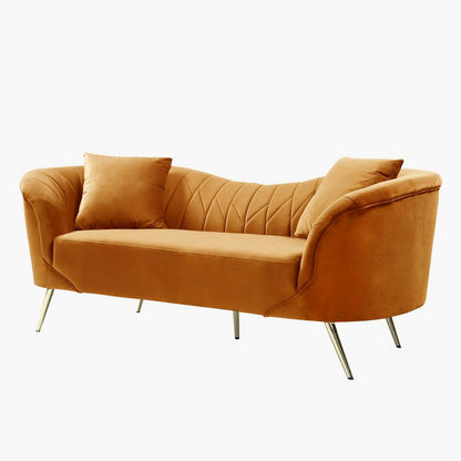 Flora 3-Seater Velvet Sofa with 2 Cushions-Sofas-image-4