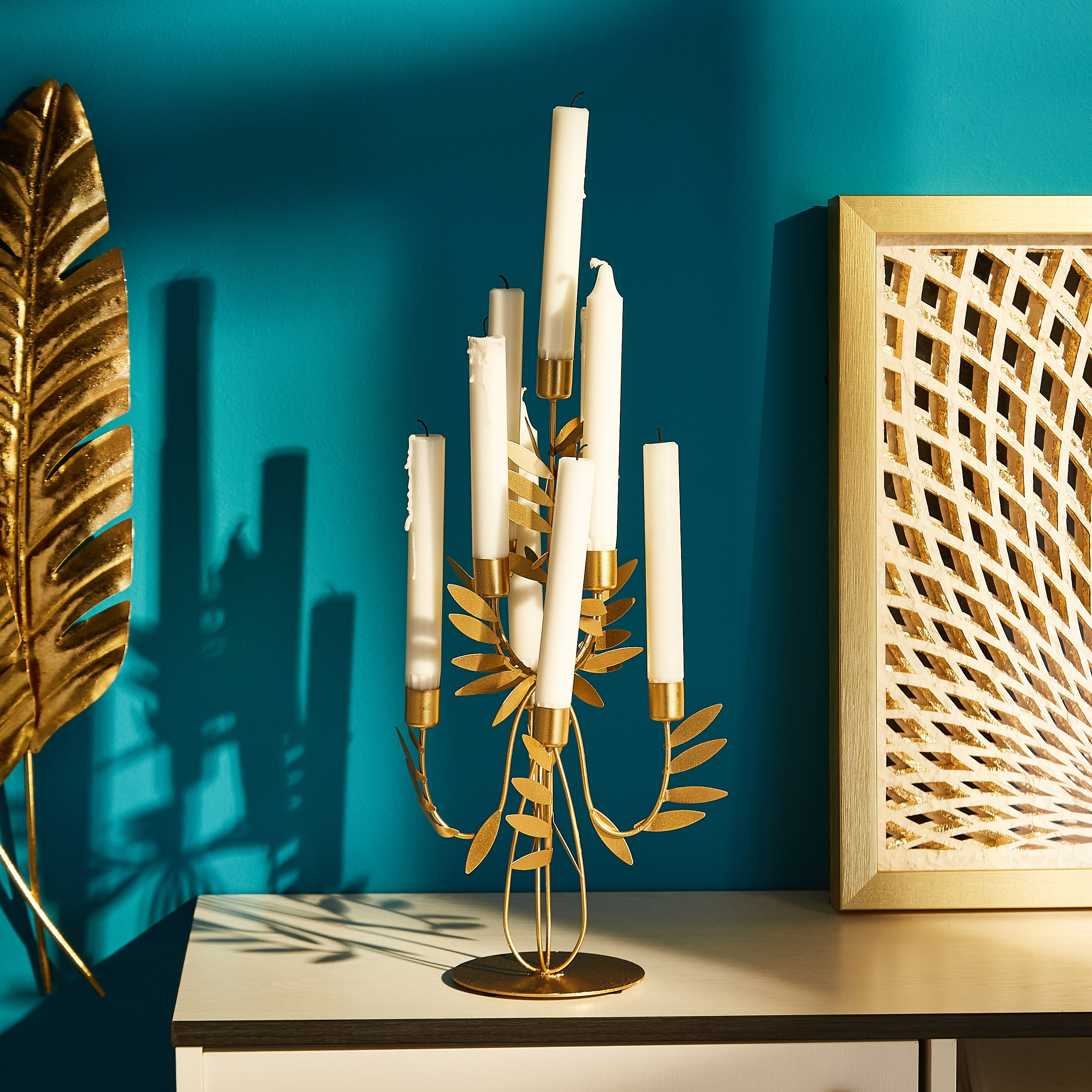 حامل شموع معدني 4 أوراق شجر من لاتين-hbxlivingroom-decorandaccessories-candleholders-image-1