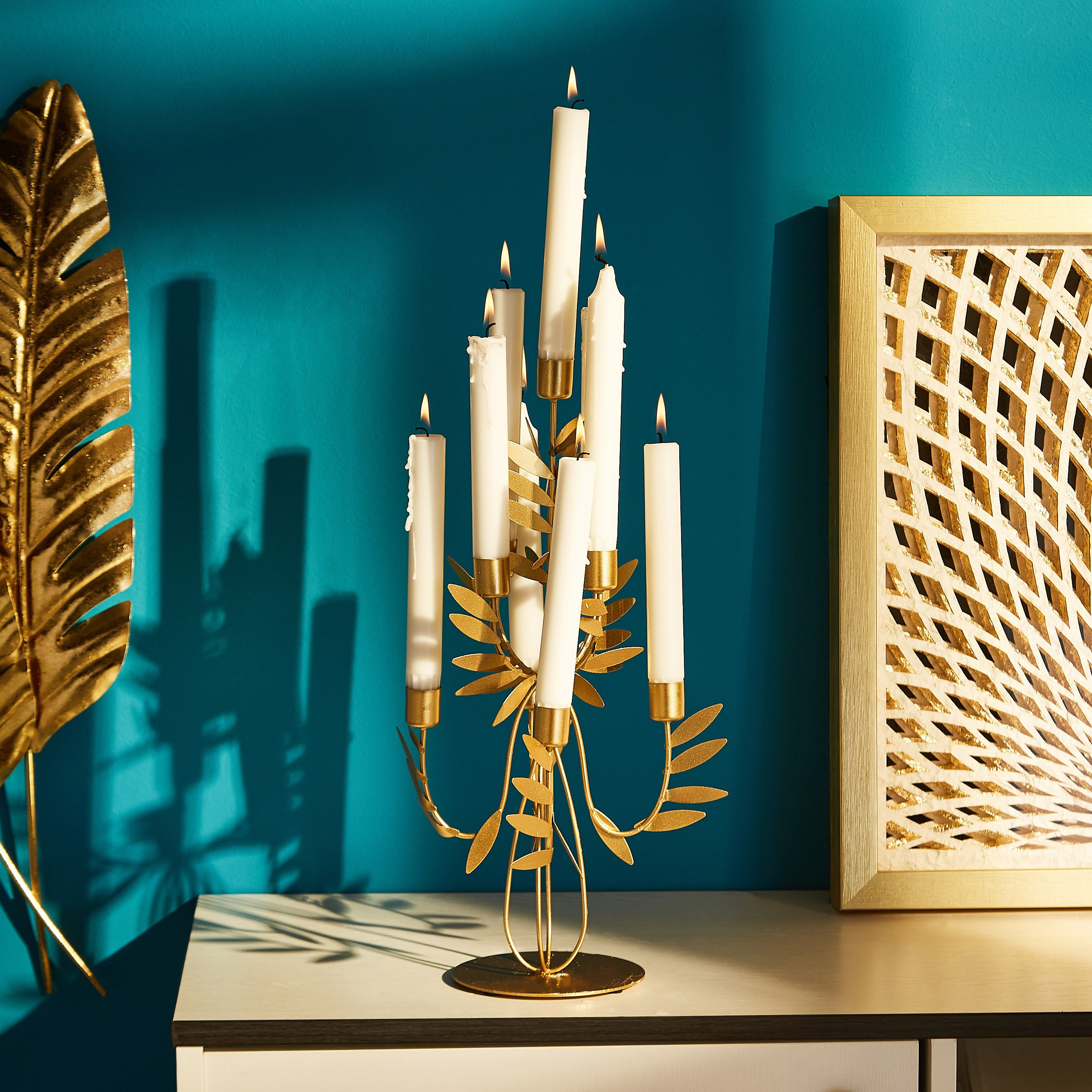 حامل شموع معدني 4 أوراق شجر من لاتين-hbxlivingroom-decorandaccessories-candleholders-image-2