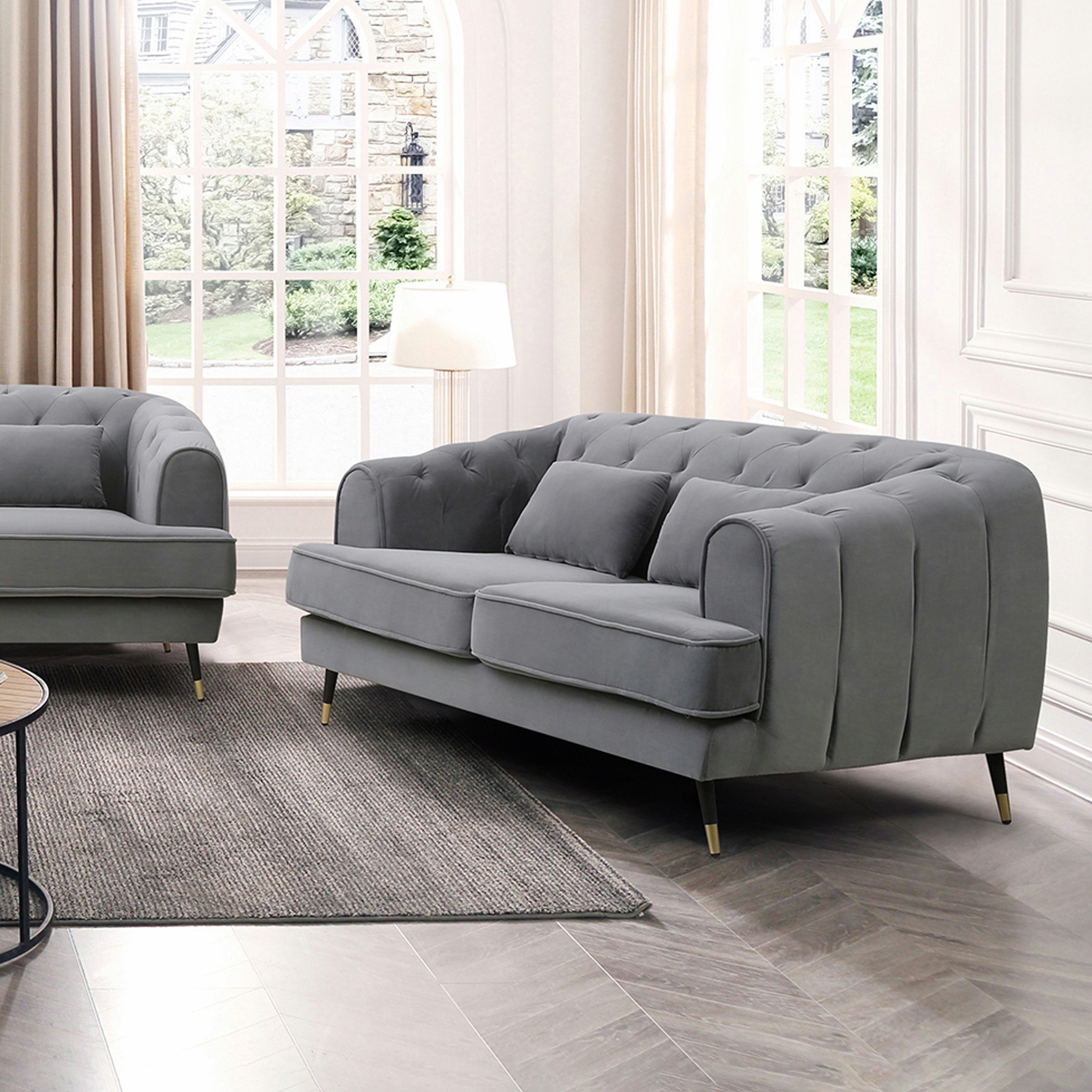 كنبة مخمليّة مقعدين مع وسادتين من آليسون-hbxlivingroom-sofasandarmchairs-sofas-image-1