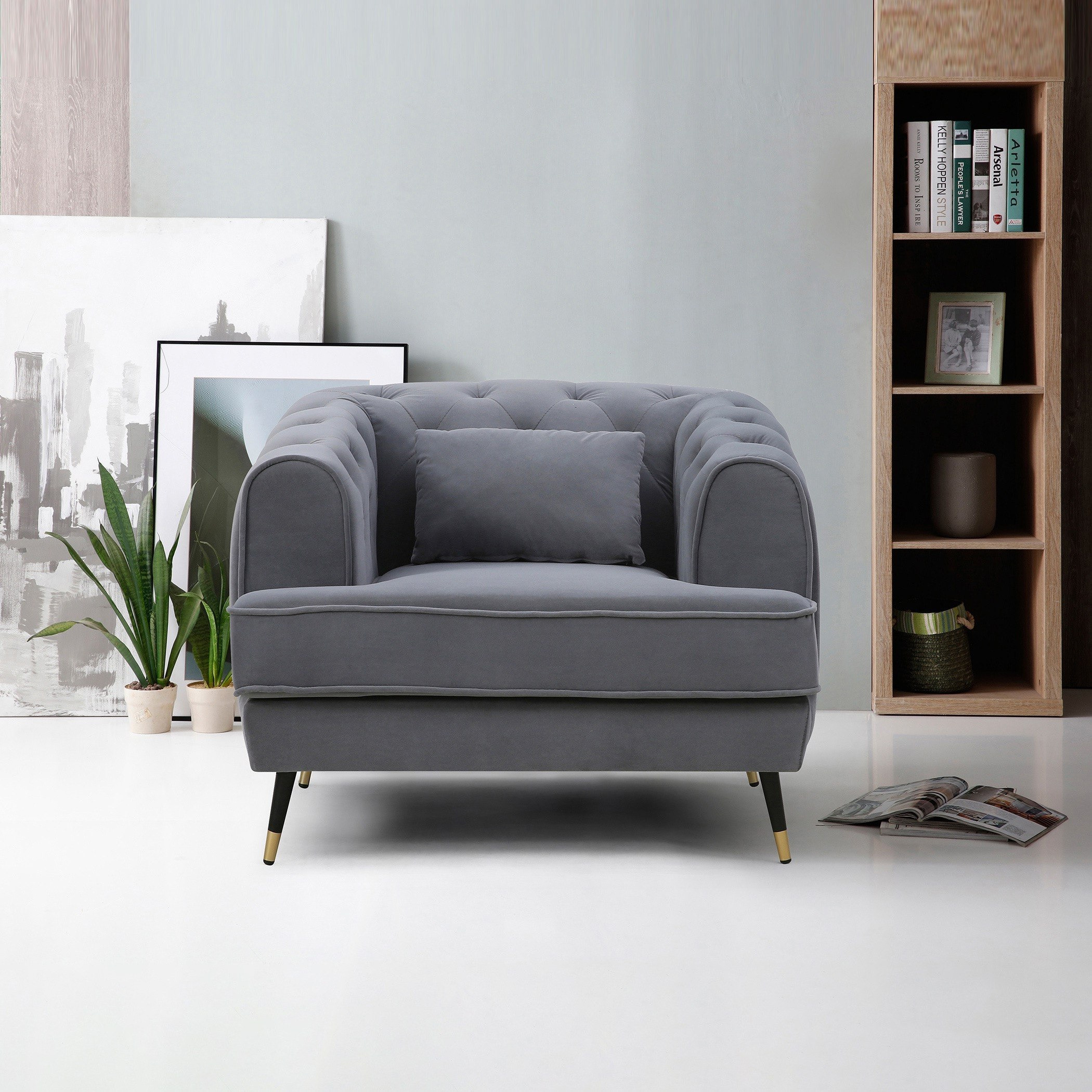 كنبة مخمليّة مقعد واحد مع وسادة من آليسون-hbxlivingroom-sofasandarmchairs-sofas-image-1