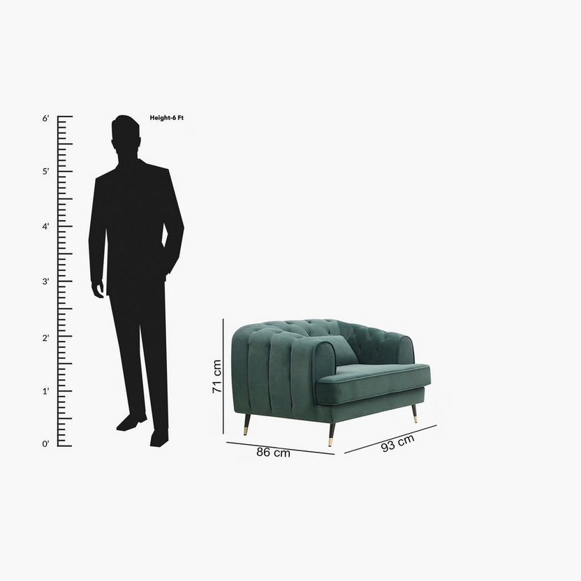 Alison 1-Seater Velvet Sofa with Cushion-Sofas-image-5