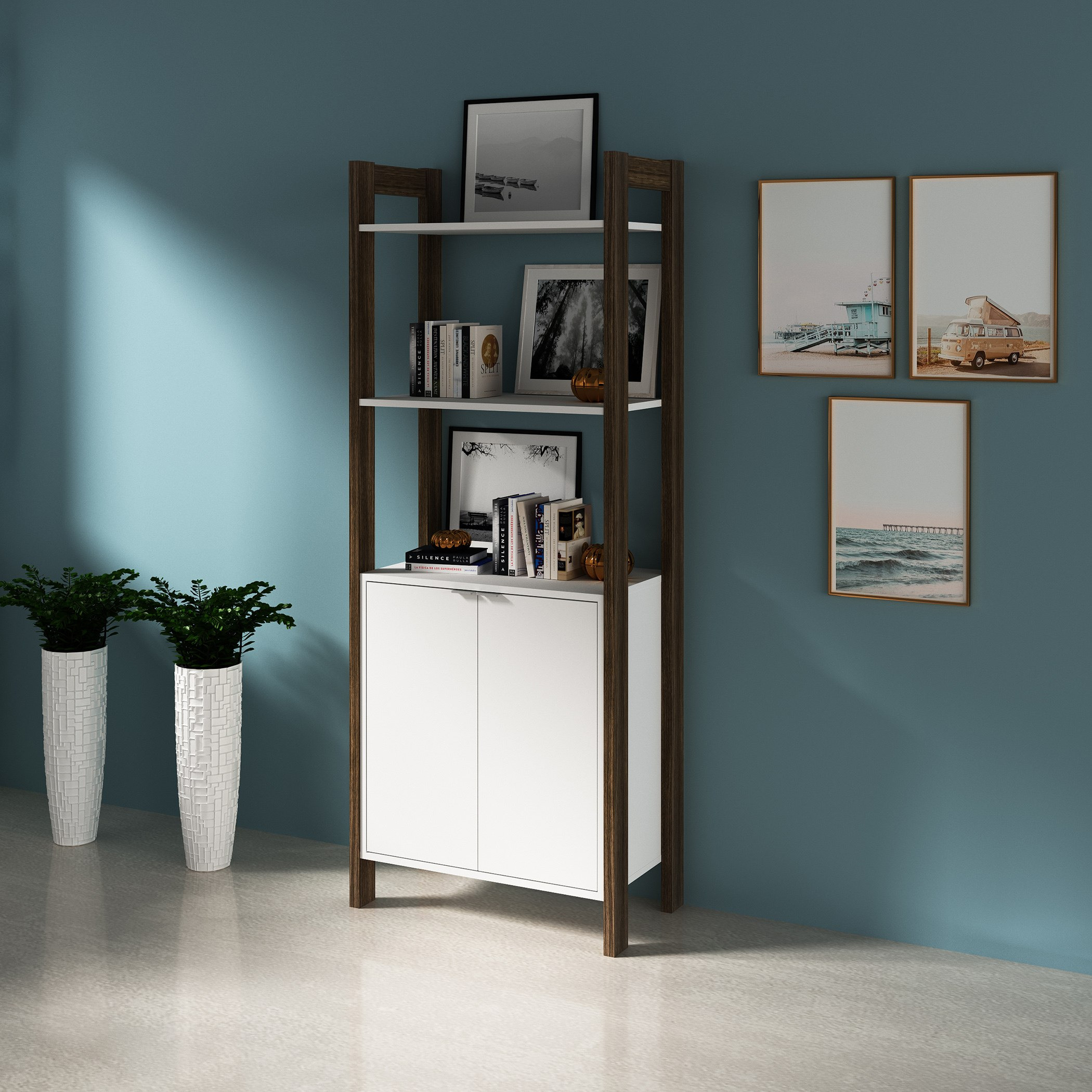 خزانة كتب ببابين وأرفف من مالتا-hbxfurniture-office-bookcases-image-1