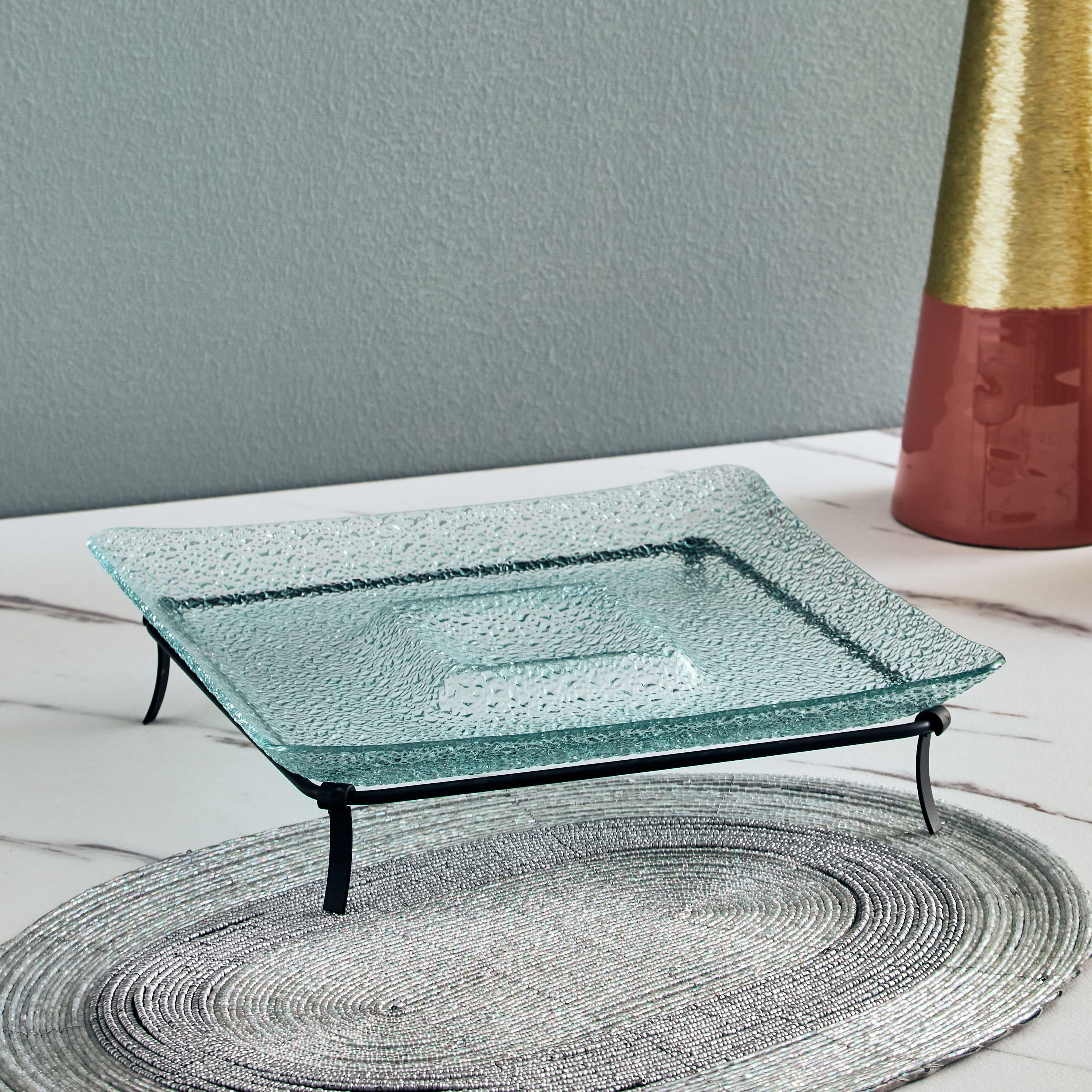 طقم تقديم للتّغميس زجاجي من فيستيف - 26x26x2 سم-hbxdecorandfurnishings-tabletop-serveware-image-1