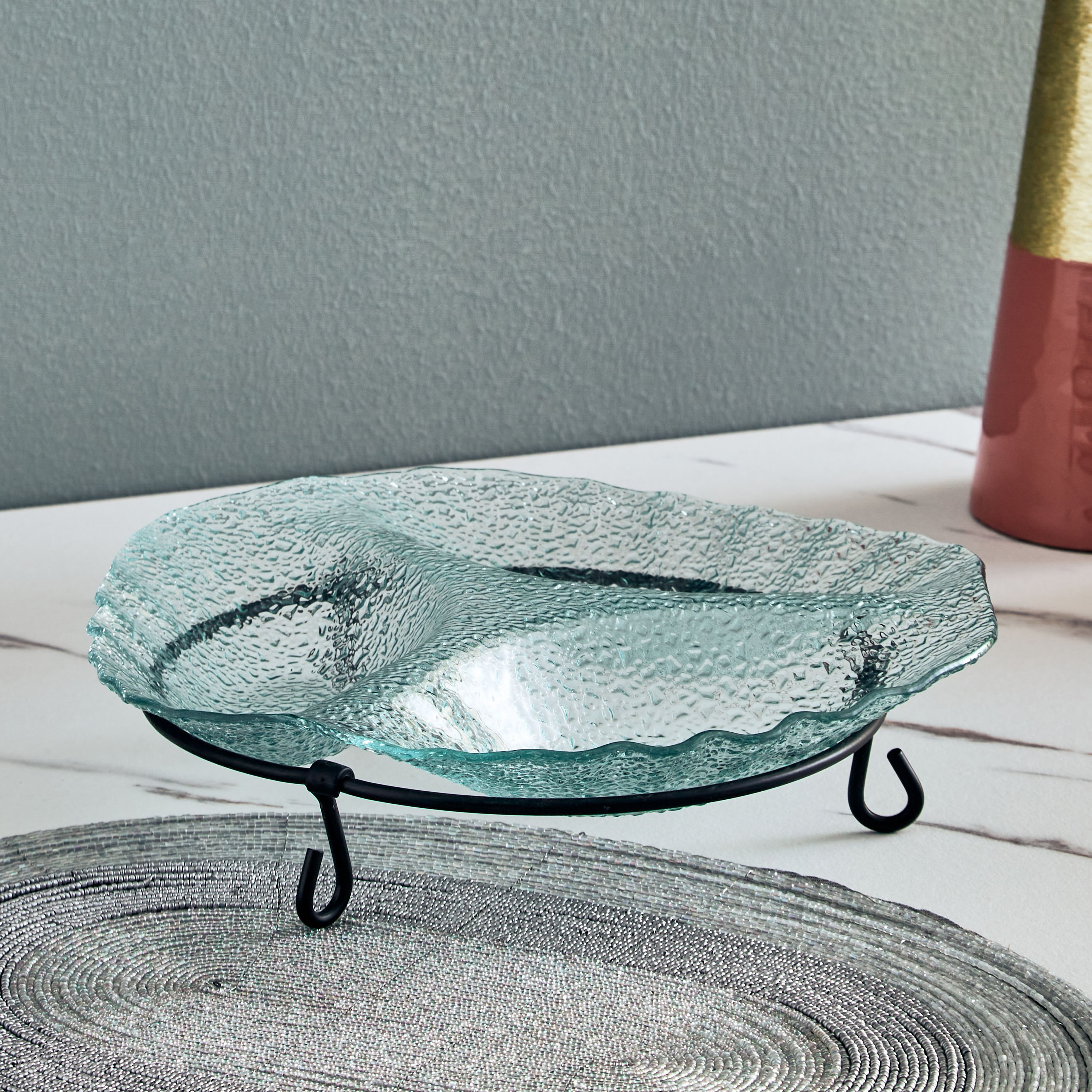 طقم صينية زجاجية 3 أجزاء من فيستيف - 26x26x4.5 سم-hbxdecorandfurnishings-tabletop-serveware-image-1