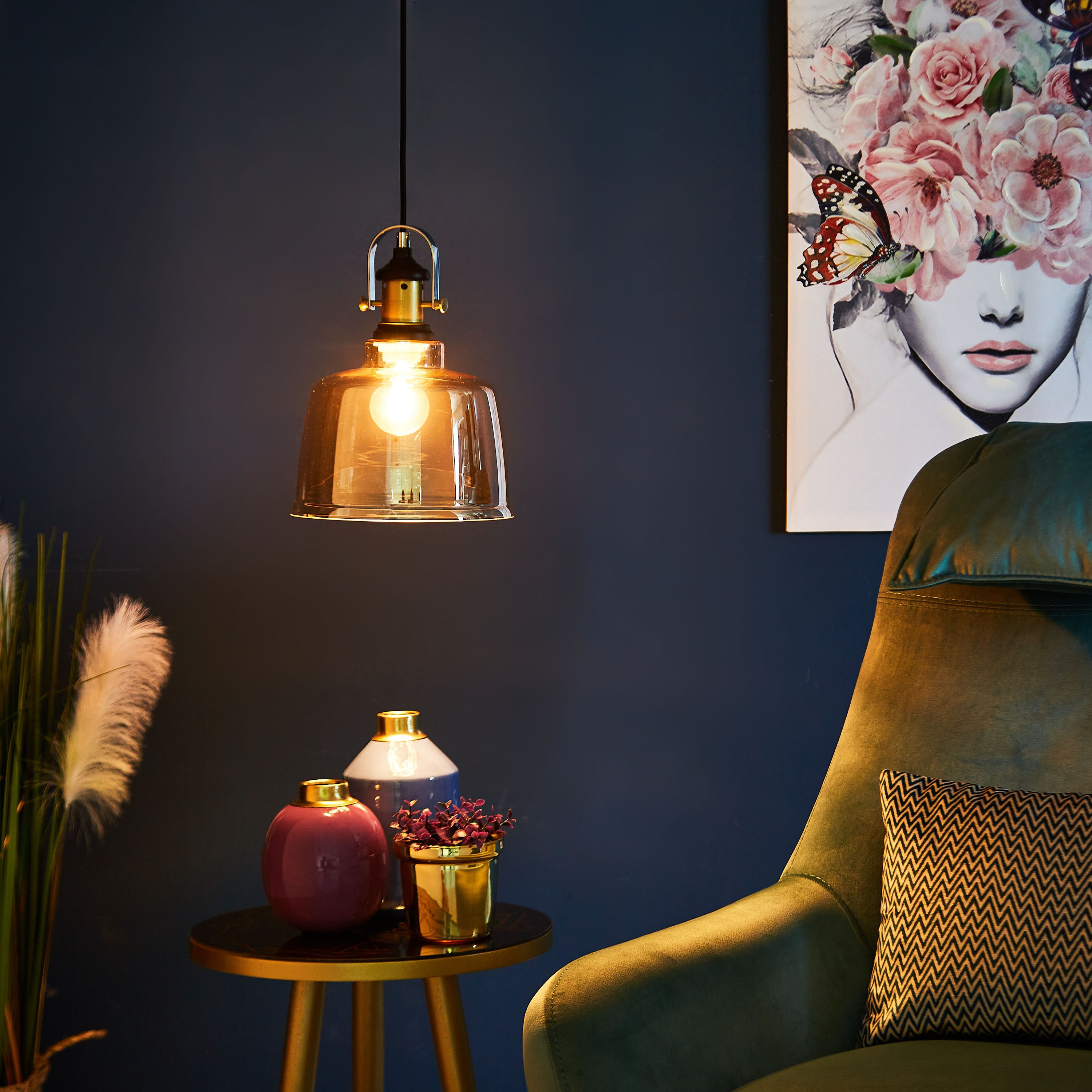 مصباح سقف ذهبي مع دلّاية زجاج من ماتيو - 24x34 سم-hbxhomeware-hbxdecorandfurnishings-image-4