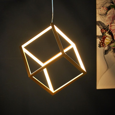 Mateo Modern Gold Cuboid Geometric LED Ceiling Lamp - 25x25 cms