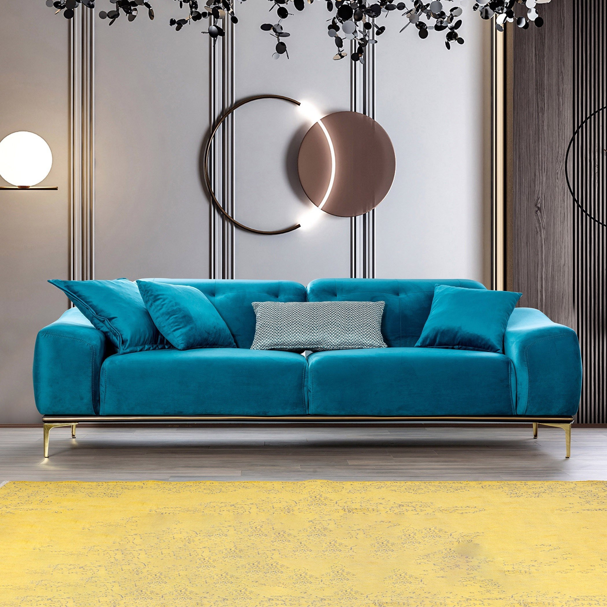 كنبة سرير مخمليّة 3 مقاعد مع 4 وسائد من إيستر-hbxlivingroom-sofasandarmchairs-sofas-image-1