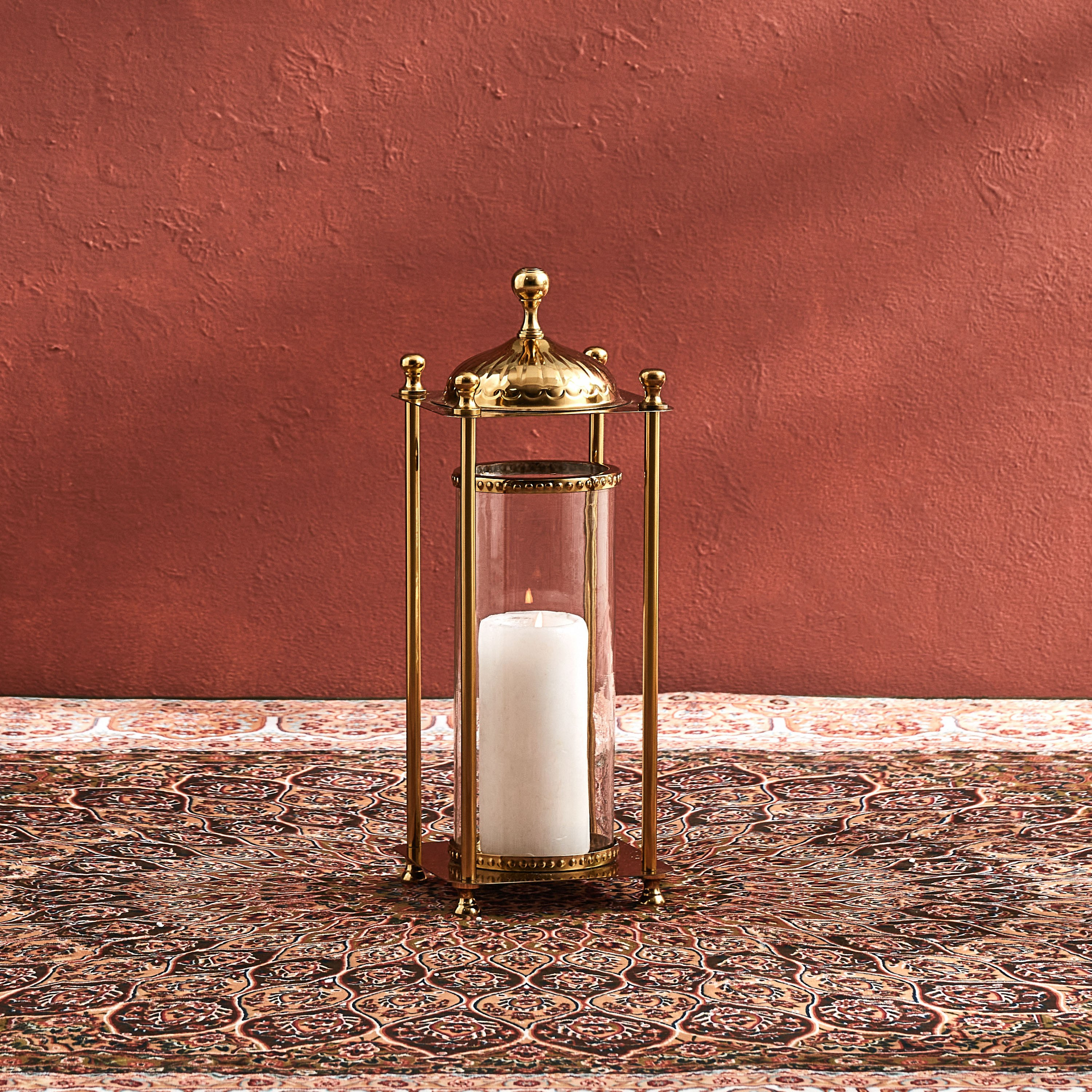 حامل شموع معدني بتصميم قبة من مهر - 15.4×15.4×35 سم-hbxlivingroom-decorandaccessories-candleholders-image-1
