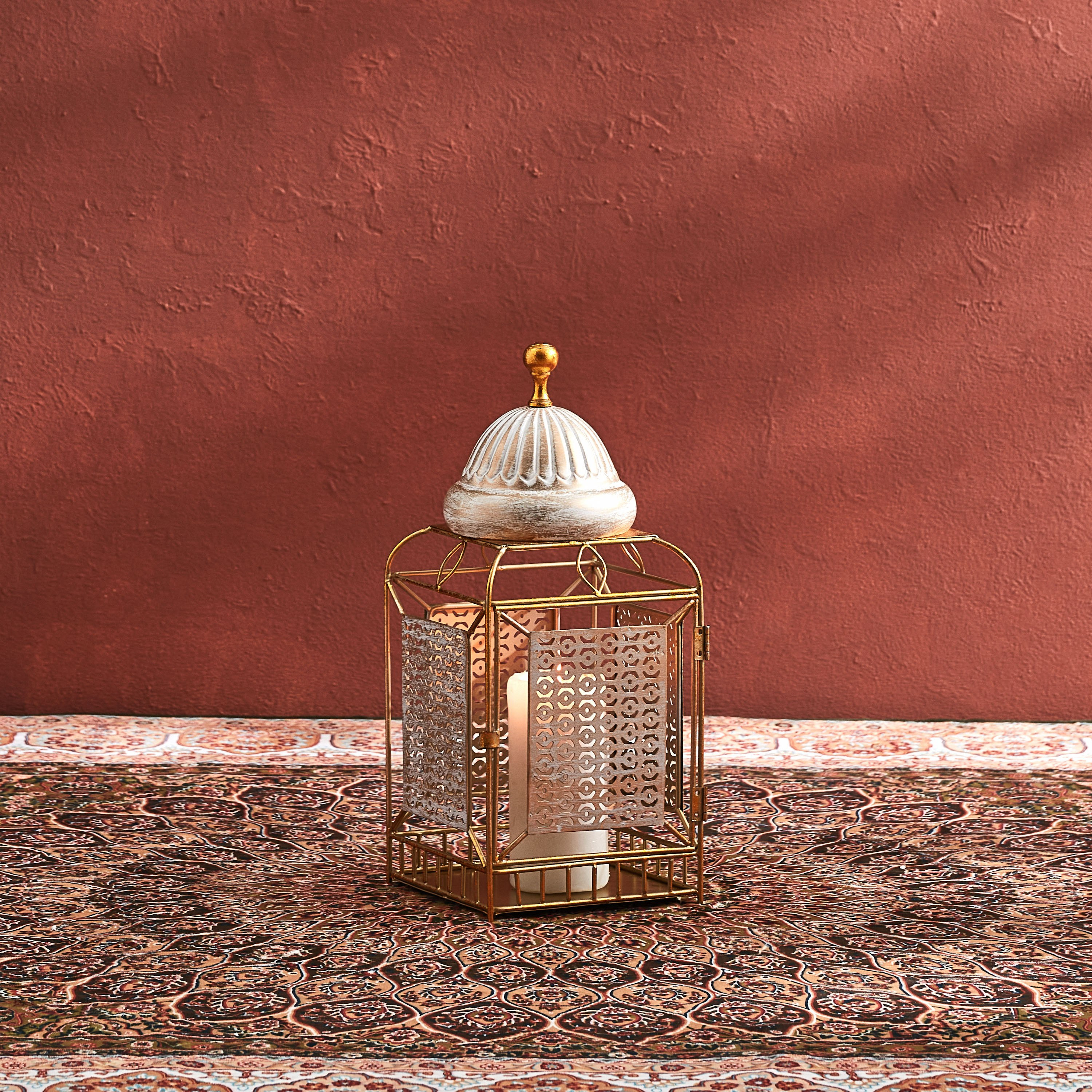Mehr Metal Block Lantern - 17x17x39 cm-hbxdecorandfurnishings-homeaccessories-lanterns-image-1