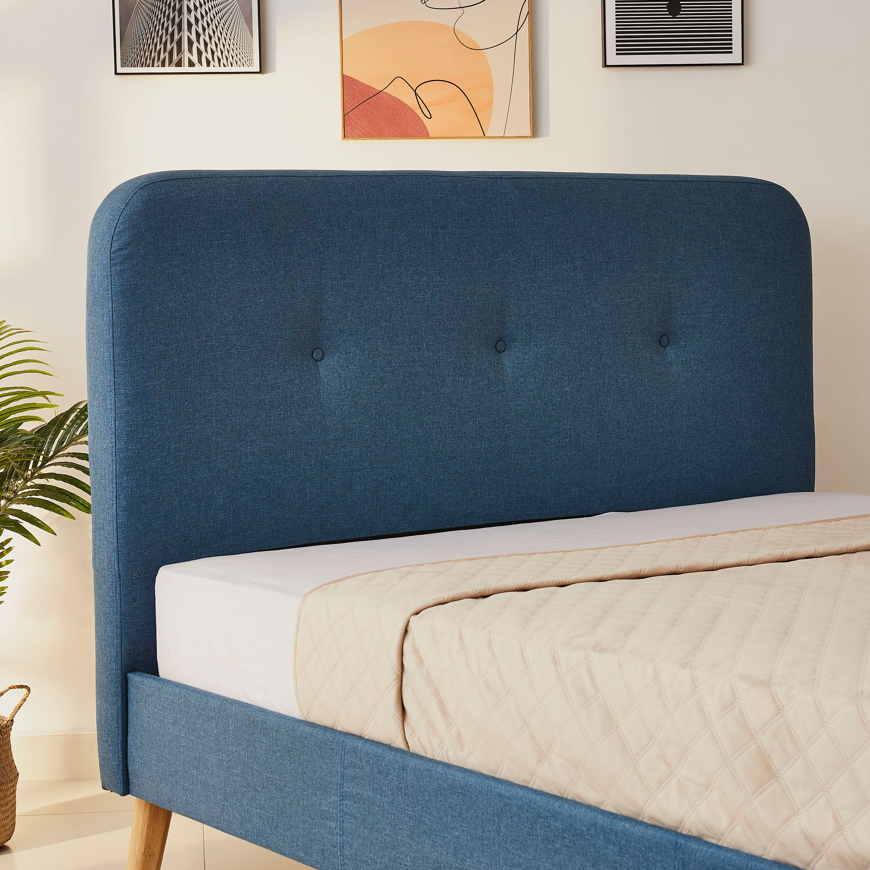 Movo Nordica Upholstered Queen Bed - 150x200 cm-hbxbedroom-bedsandbedsets-beds-queen-image-2