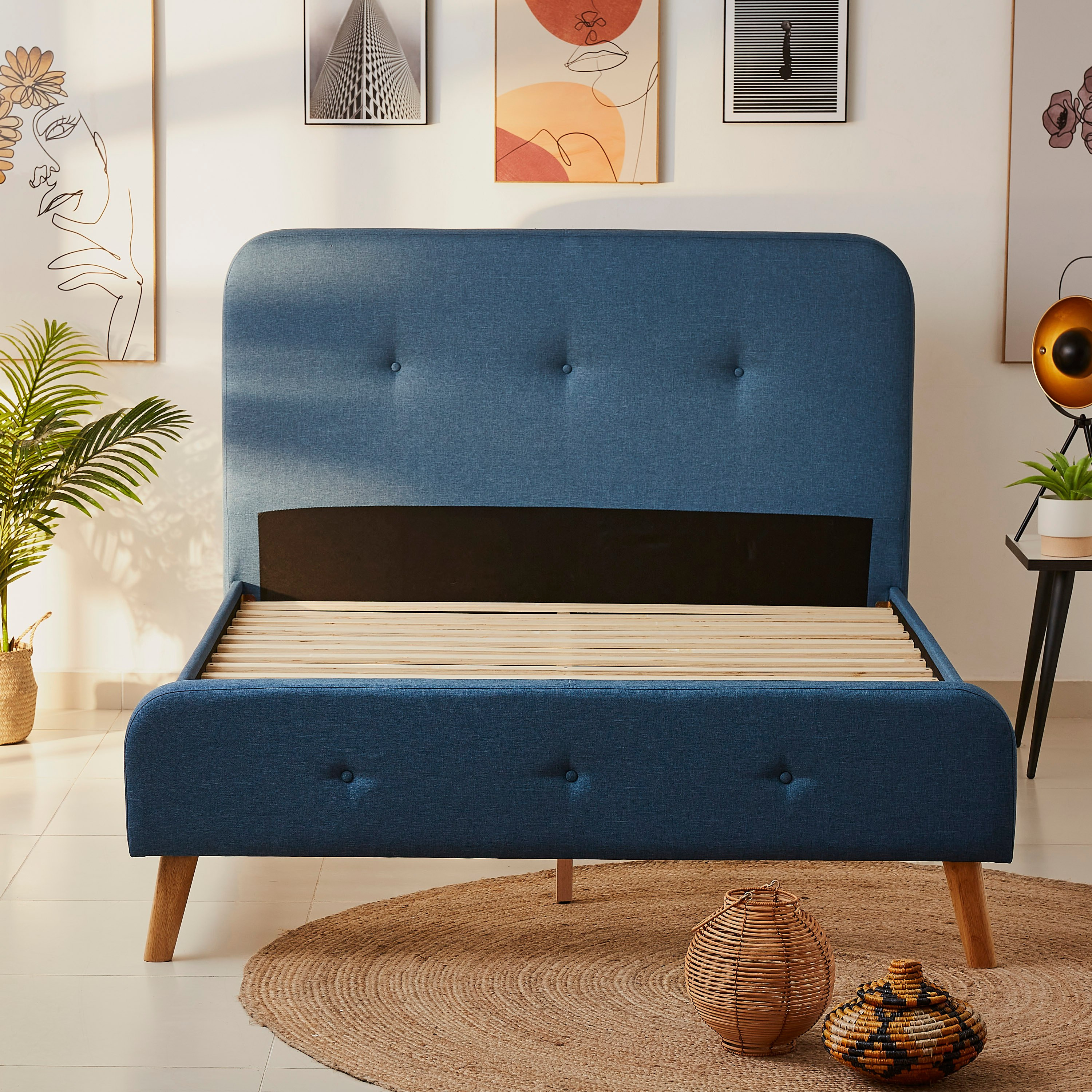 Movo Nordica Upholstered Queen Bed - 150x200 cm-hbxbedroom-bedsandbedsets-beds-queen-image-5