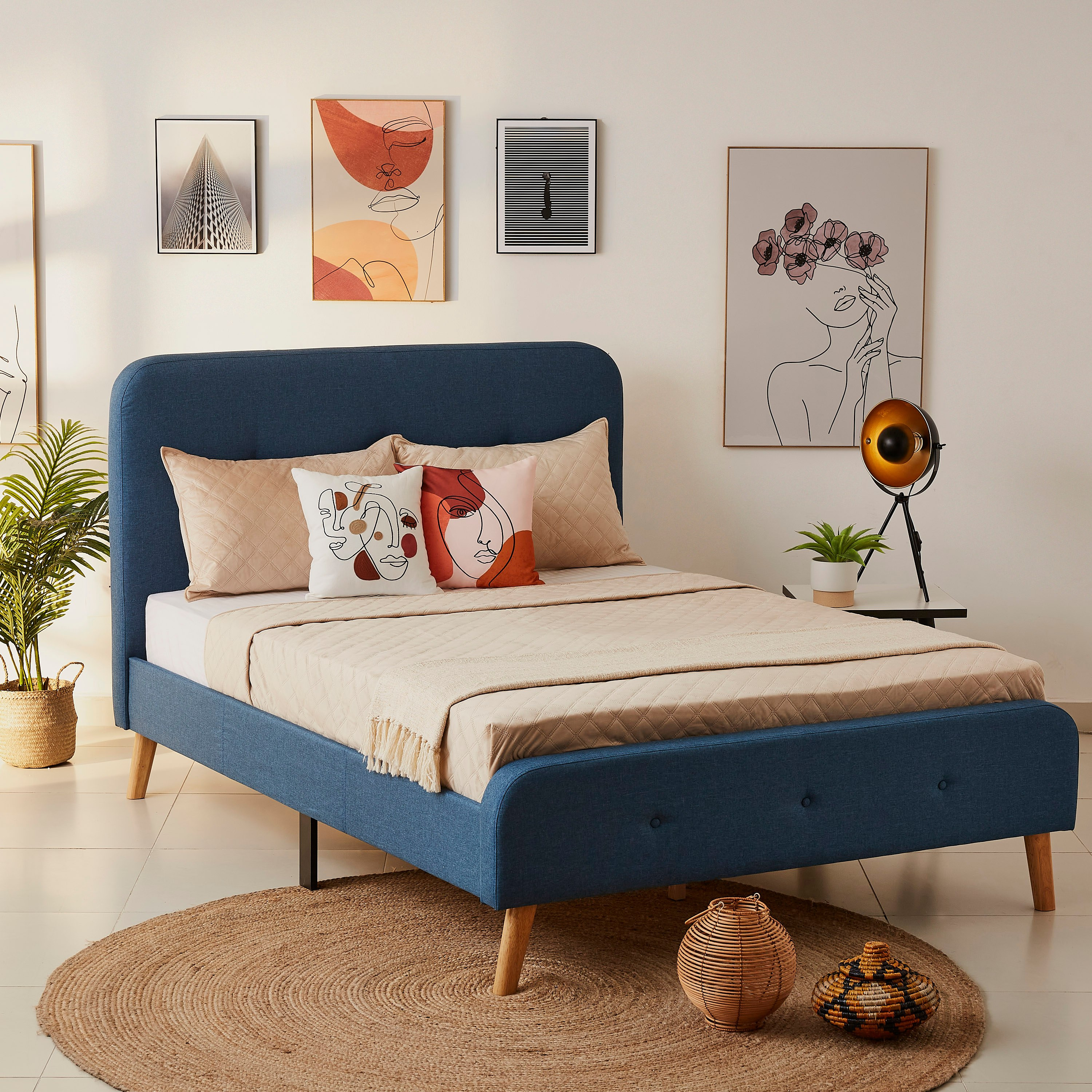 Movo Nordica Upholstered Queen Bed - 150x200 cm-hbxbedroom-bedsandbedsets-beds-queen-image-7
