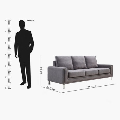 Caster 3-Seater Fabric Sofa