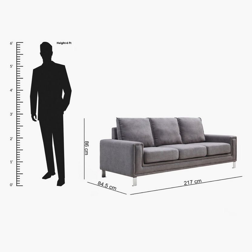 Caster 3-Seater Fabric Sofa-Sofas-image-7