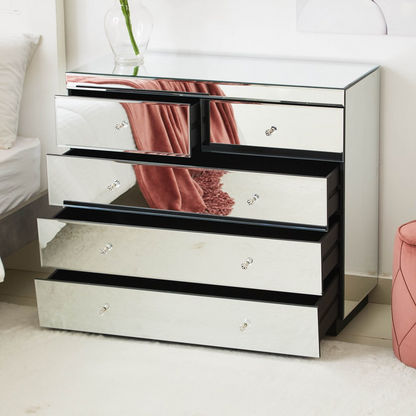 Taylor Eva Mirrored Chest of 5 Drawers
