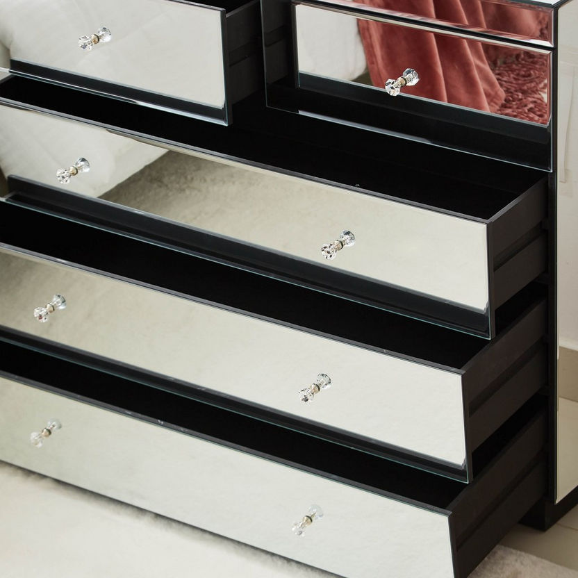 Taylor Eva Mirrored Chest of 5 Drawers-Chest of Drawers-image-3