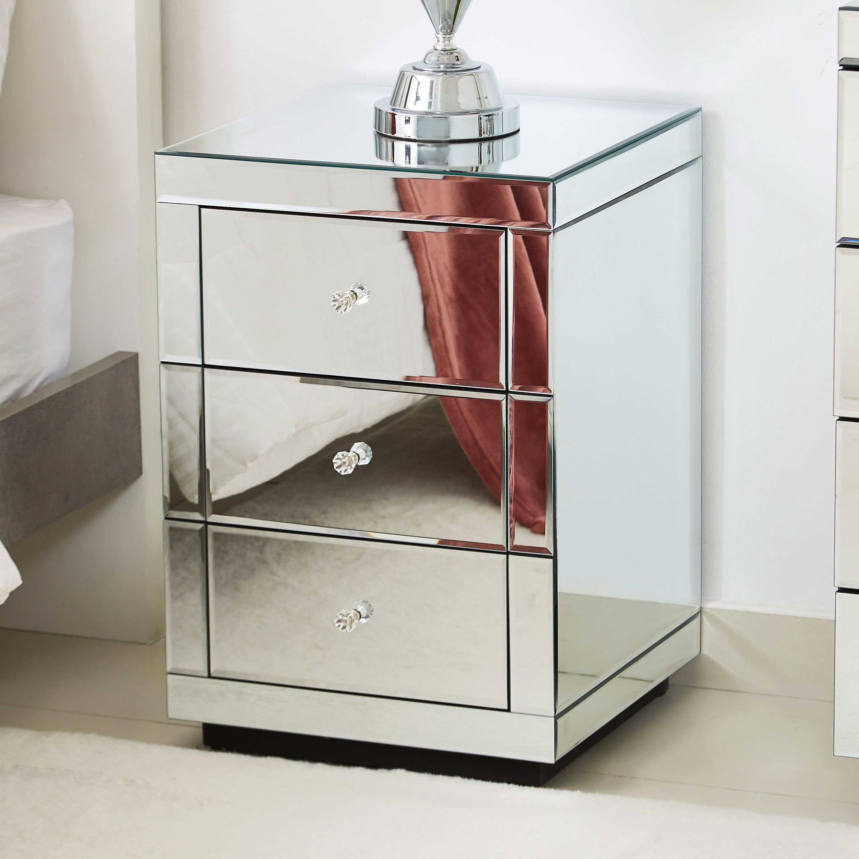 Movo Taylor Eva Mirrored 3-Drawer Nightstand-hbxfurniture-bedroom-nightstands-image-2