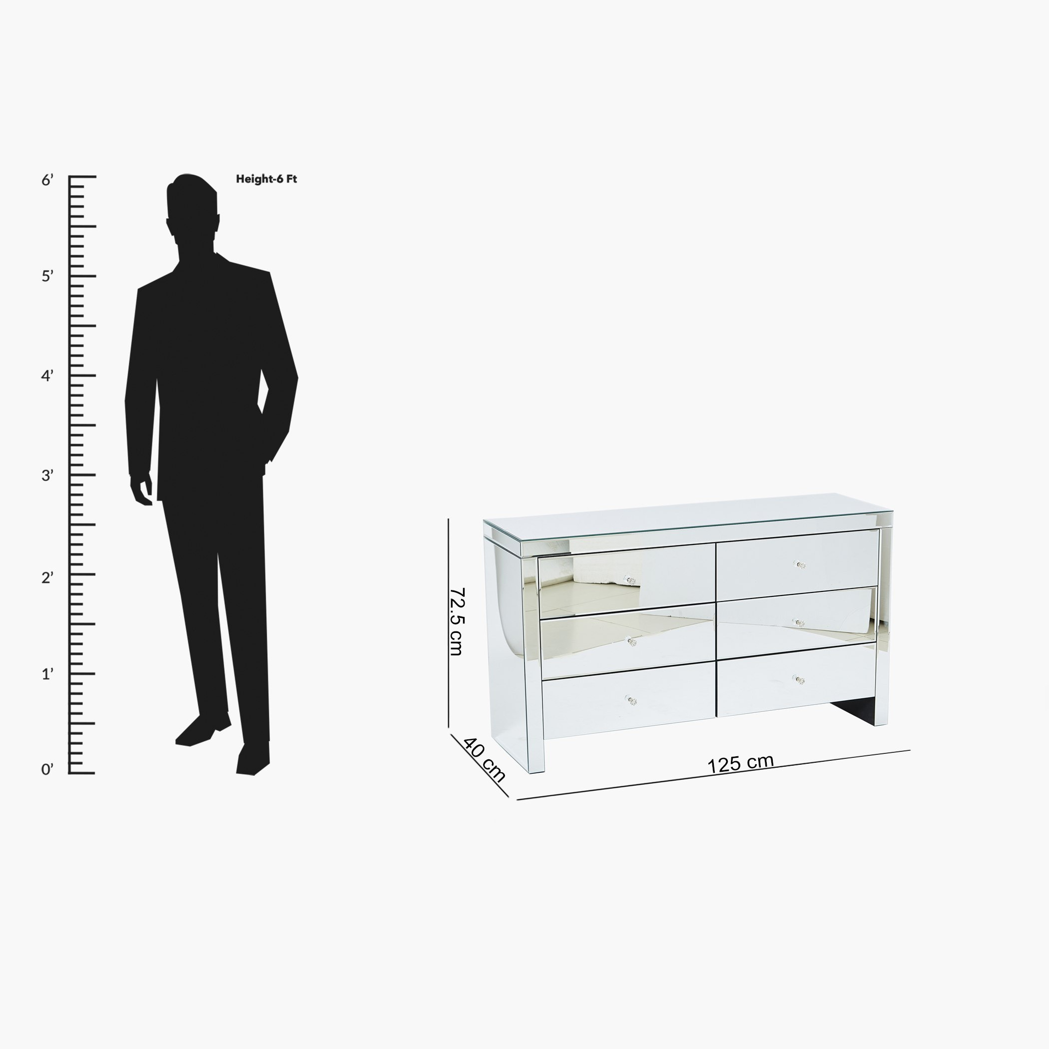 وحدة تخزين 6 أدراج بسطح مرآة - دوناتيلا من موڤو-hbxfurniture-dressersandchests-chestofdrawers-image-7