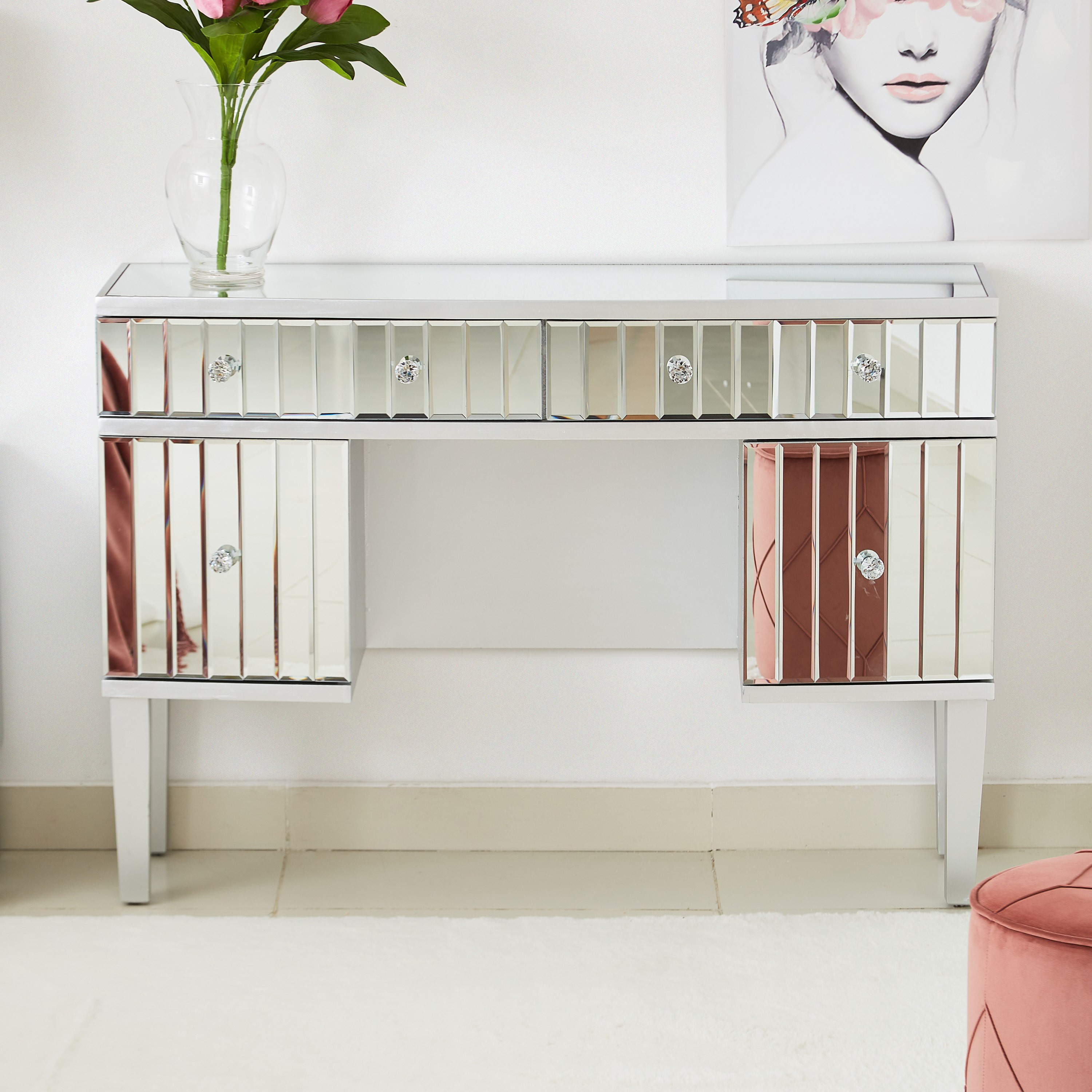 طاولة تزيين كبيرة بسطح مرآة ودرجين دون مرآة - تايلور سارة من موڤو-hbxfurniture-bedroom-dressersandmirrors-image-1