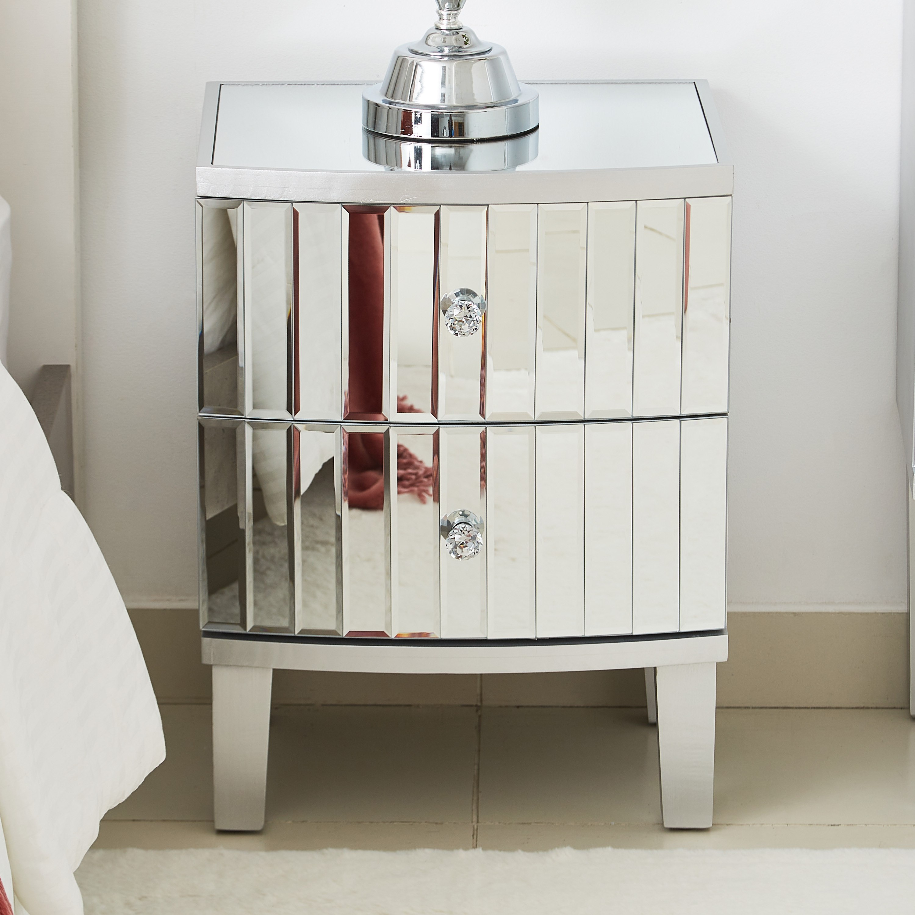 Mirrored bedside deals cabinet