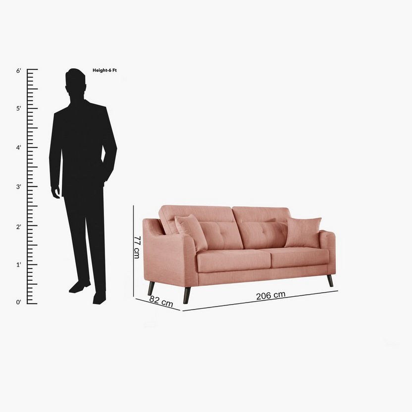 Barista 3-Seater Fabric Sofa with 2 Cushions-Sofas-image-3