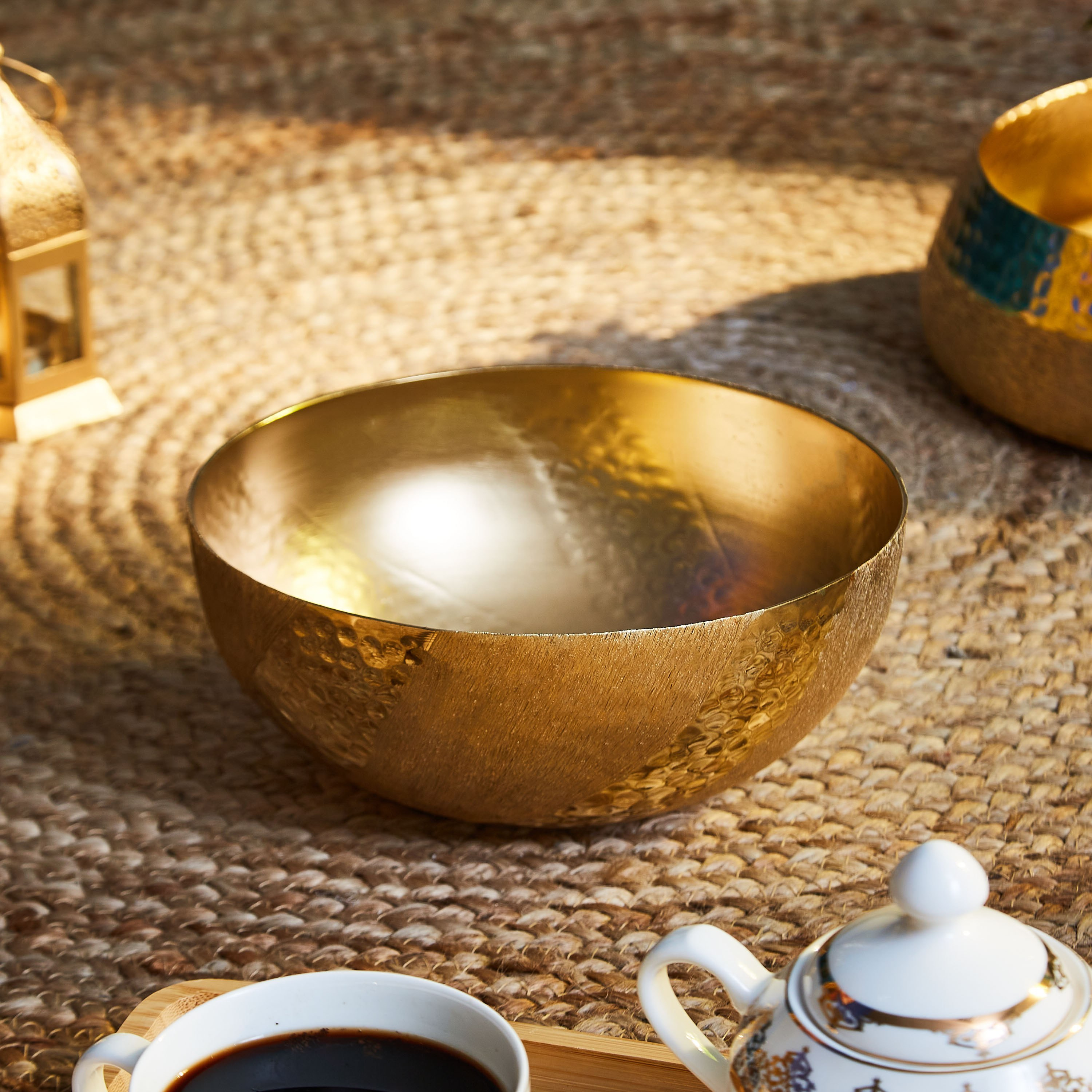 Inaya Metal Stripes Enamelled Bowl  - 21 cm-hbxdecorandfurnishings-homeaccessories-bowls-image-1