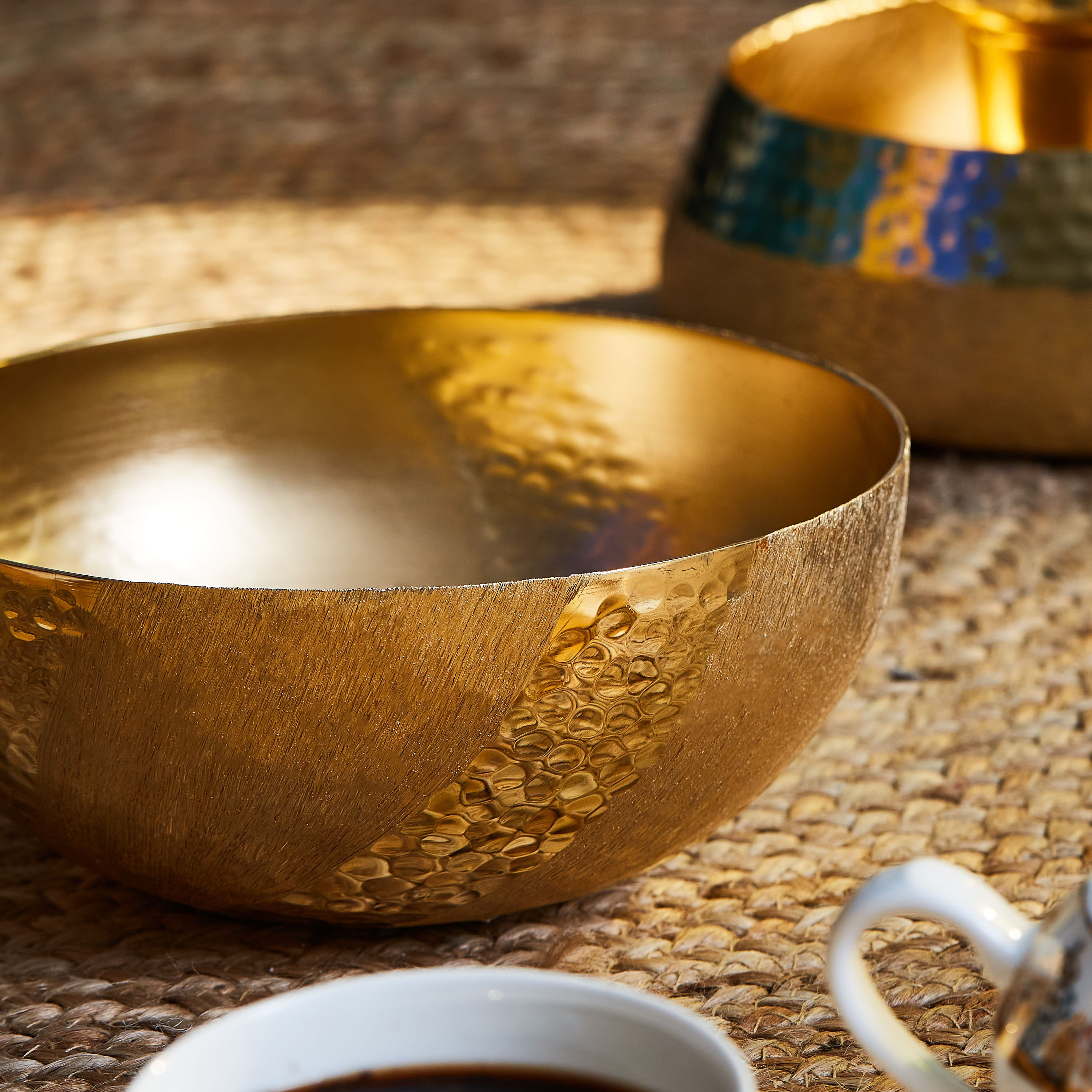 Inaya Metal Stripes Enamelled Bowl  - 21 cm-hbxdecorandfurnishings-homeaccessories-bowls-image-2