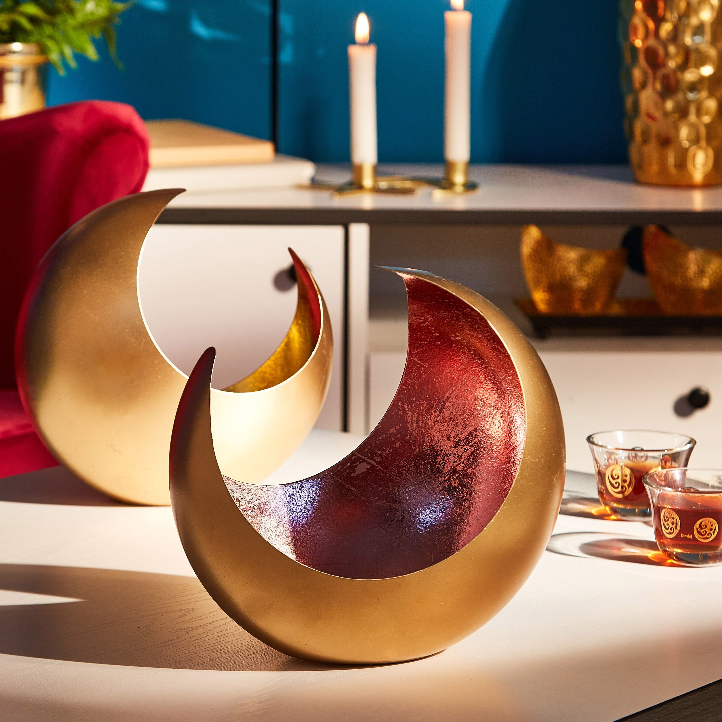 Kai Metal Chaand Votive Holder - 20 cm-hbxlivingroom-decorandaccessories-candleholders-image-1