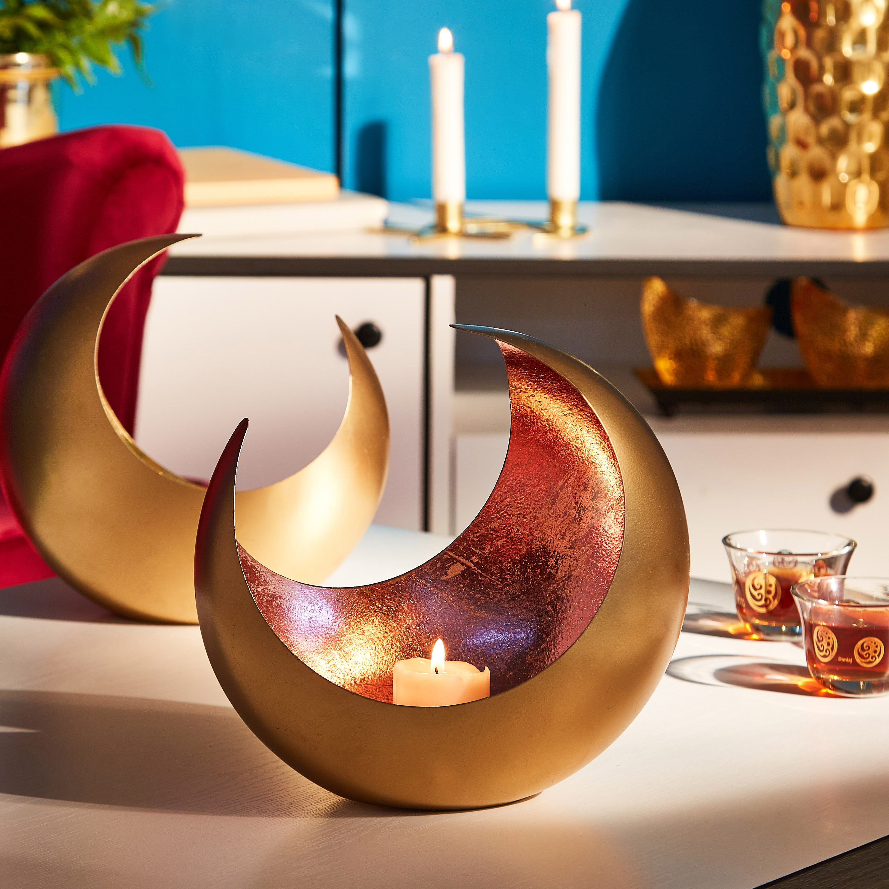 Kai Metal Chaand Votive Holder - 20 cm-hbxlivingroom-decorandaccessories-candleholders-image-2