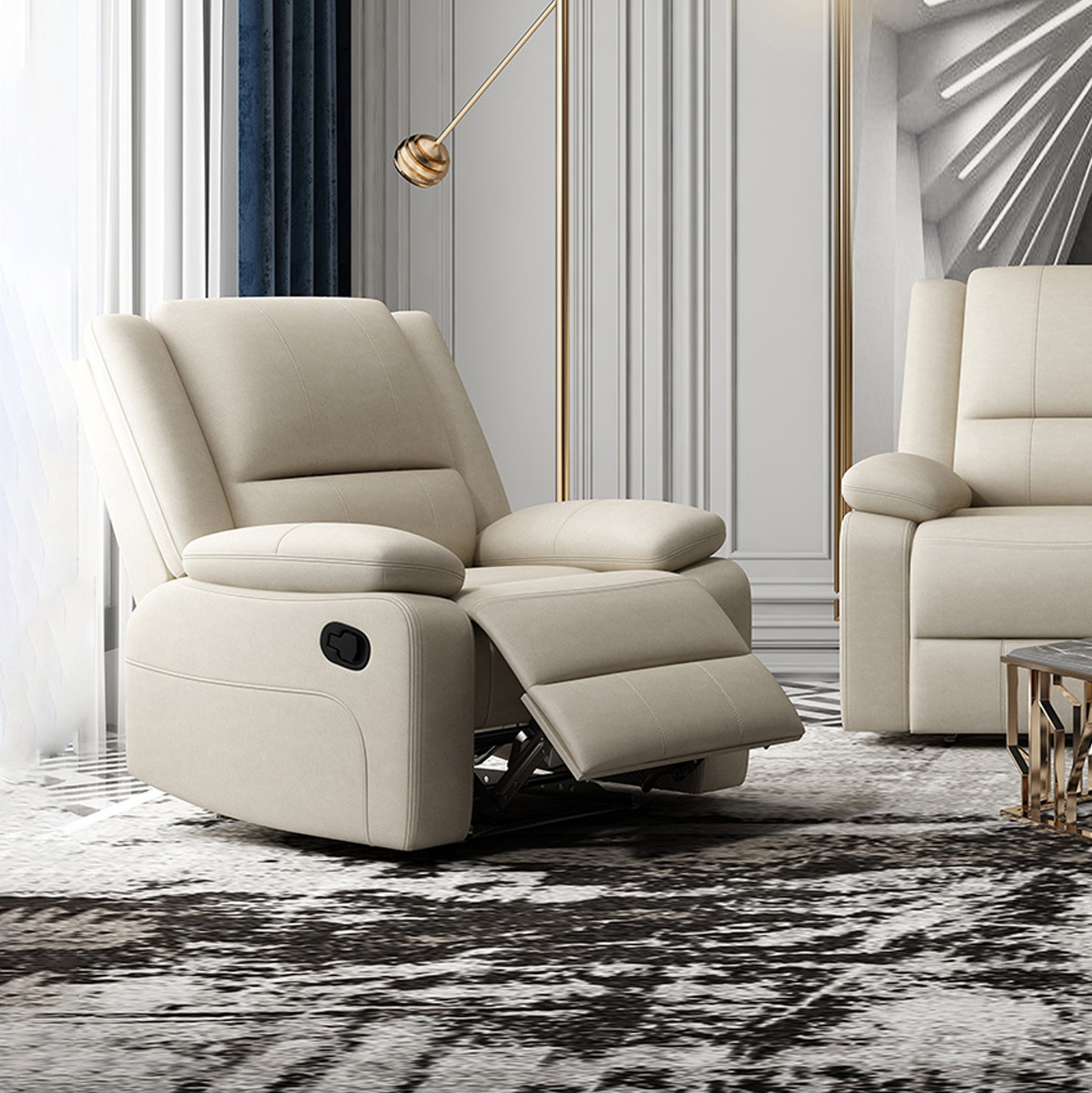 كنبة مقعد واحد قماش شبيه بالجلد قابلة للضبط من لانسر-hbxfurniture-livingroom-sofasandsofasets-image-1