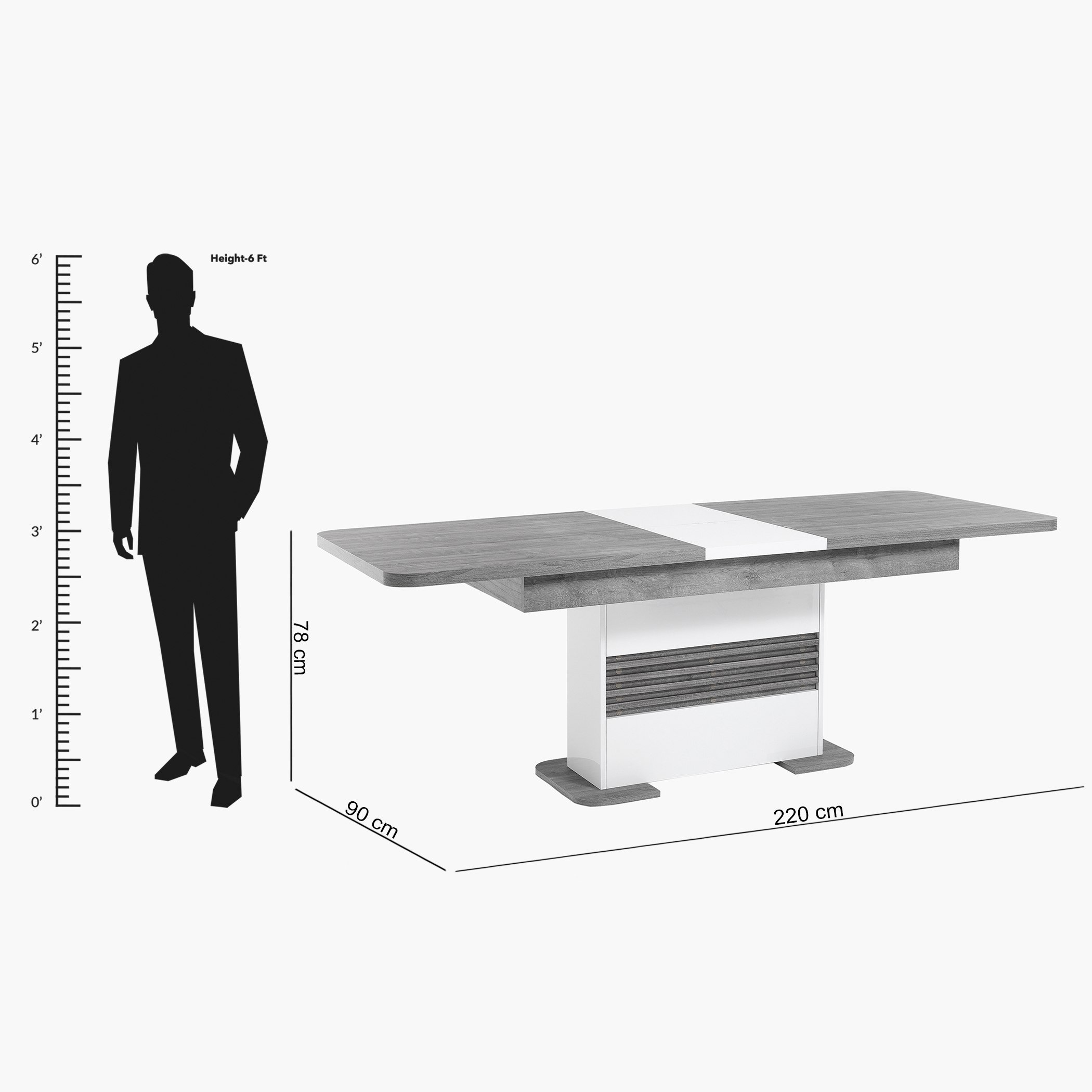 طاولة سفرة من 6 إلى 8 مقاعد قابلة للتمديد من فيرتيجو-hbxdiningroom-diningtablesandsets-diningtables-sixseater-image-10
