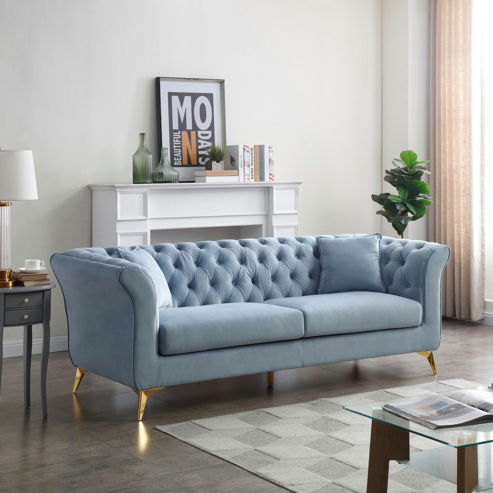كنبة مخمليّة 3 مقاعد مع وسادتين من أورو-hbxlivingroom-sofasandarmchairs-sofas-image-2