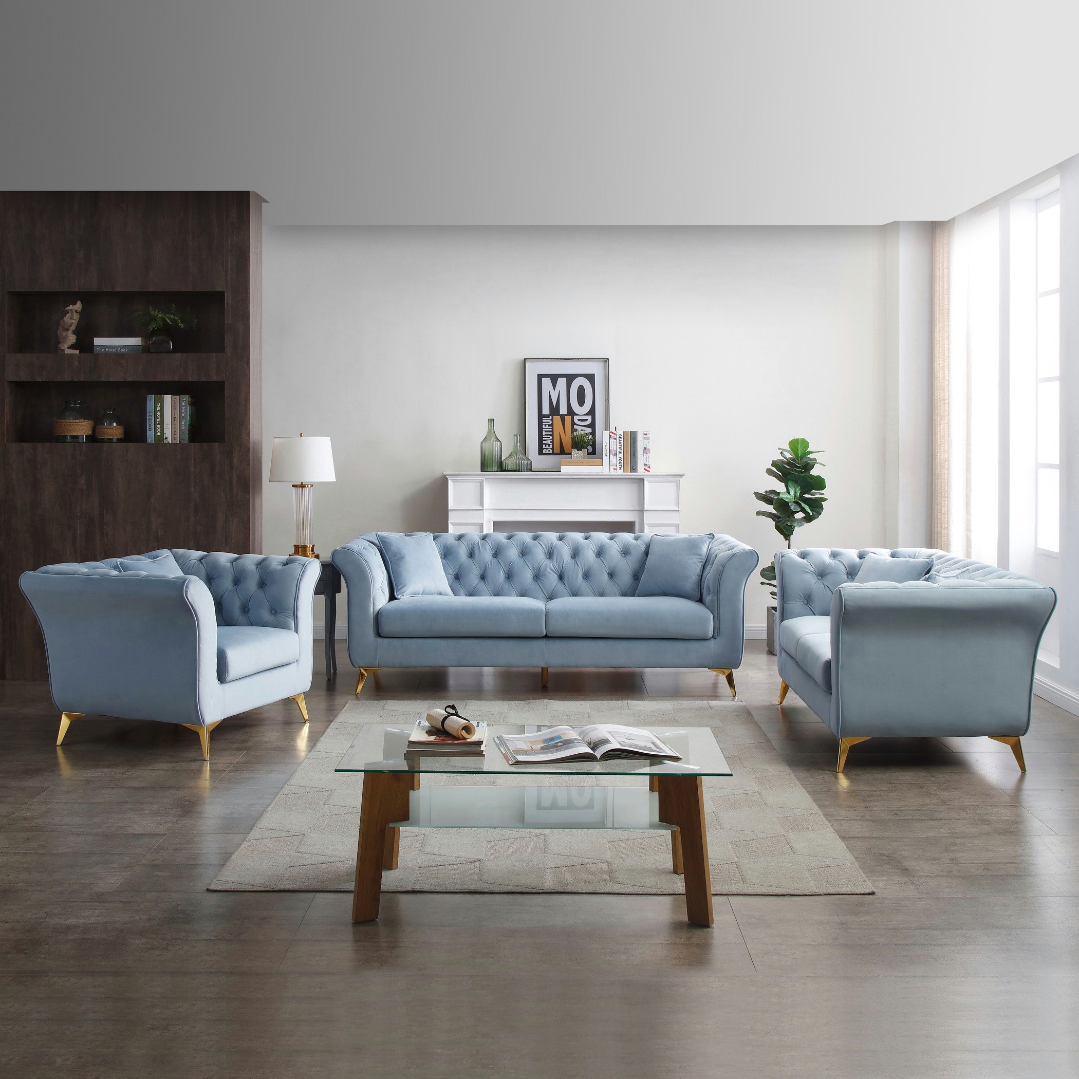 كنبة مخمليّة مقعدين مع وسادتين من أورو-hbxlivingroom-sofasandarmchairs-sofas-image-11