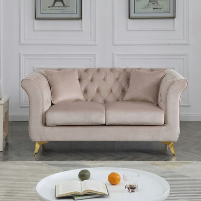 Oro 2-Seater Velvet Sofa with 2 Cushions