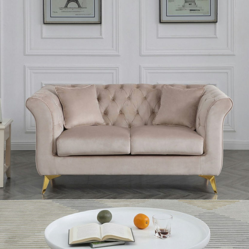 Oro 2-Seater Velvet Sofa with 2 Cushions-Sofas-image-0