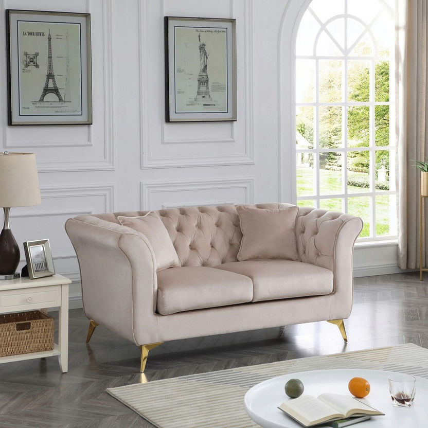 Oro 2-Seater Velvet Sofa with 2 Cushions-Sofas-image-1