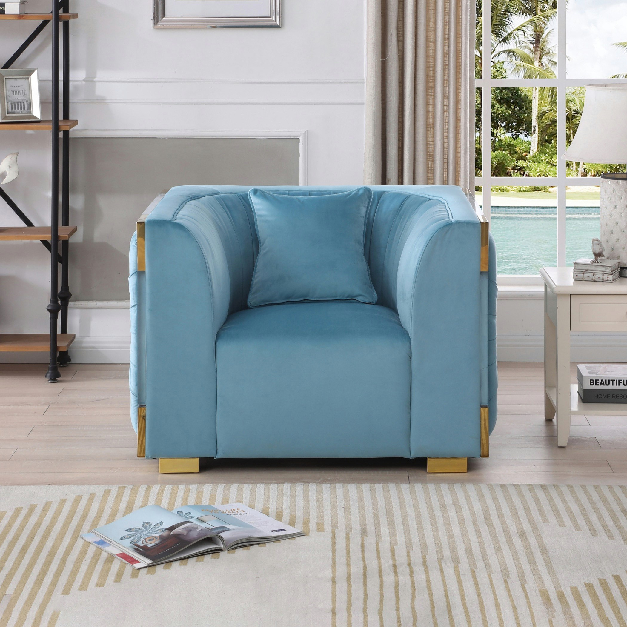 كنبة مخمليّة مقعد واحد مع وسادة من أناليسا-hbxlivingroom-sofasandarmchairs-sofas-image-1