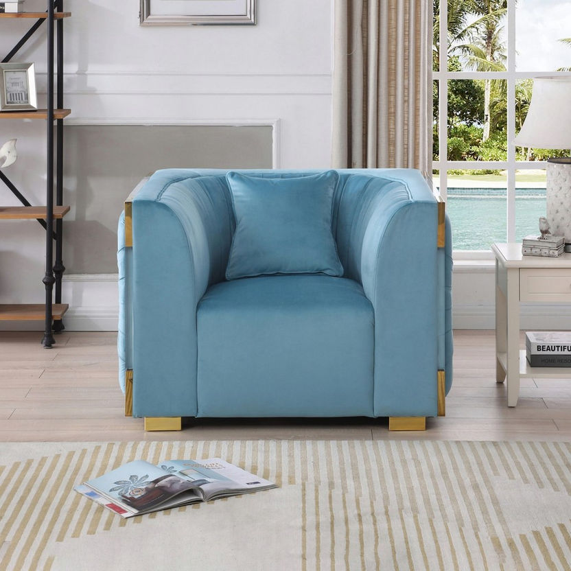 Annalisa 1-Seater Velvet Sofa with Cushion-Armchairs-image-0