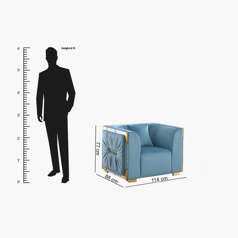 Annalisa 1-Seater Velvet Sofa with Cushion-Armchairs-image-8