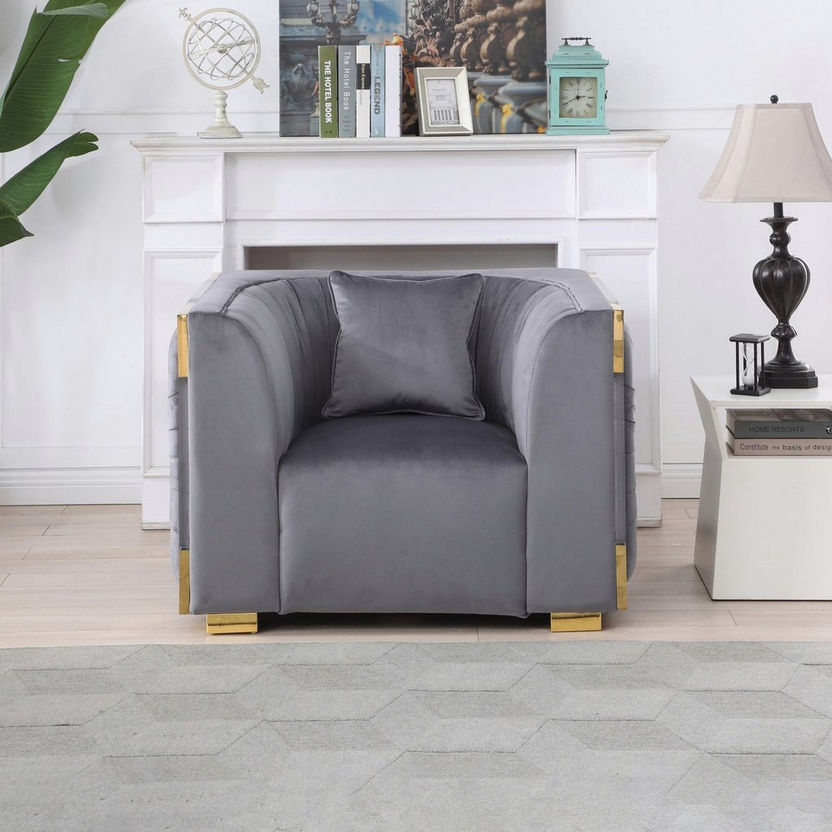 Annalisa 1-Seater Velvet Sofa with Cushion-Sofas-image-0