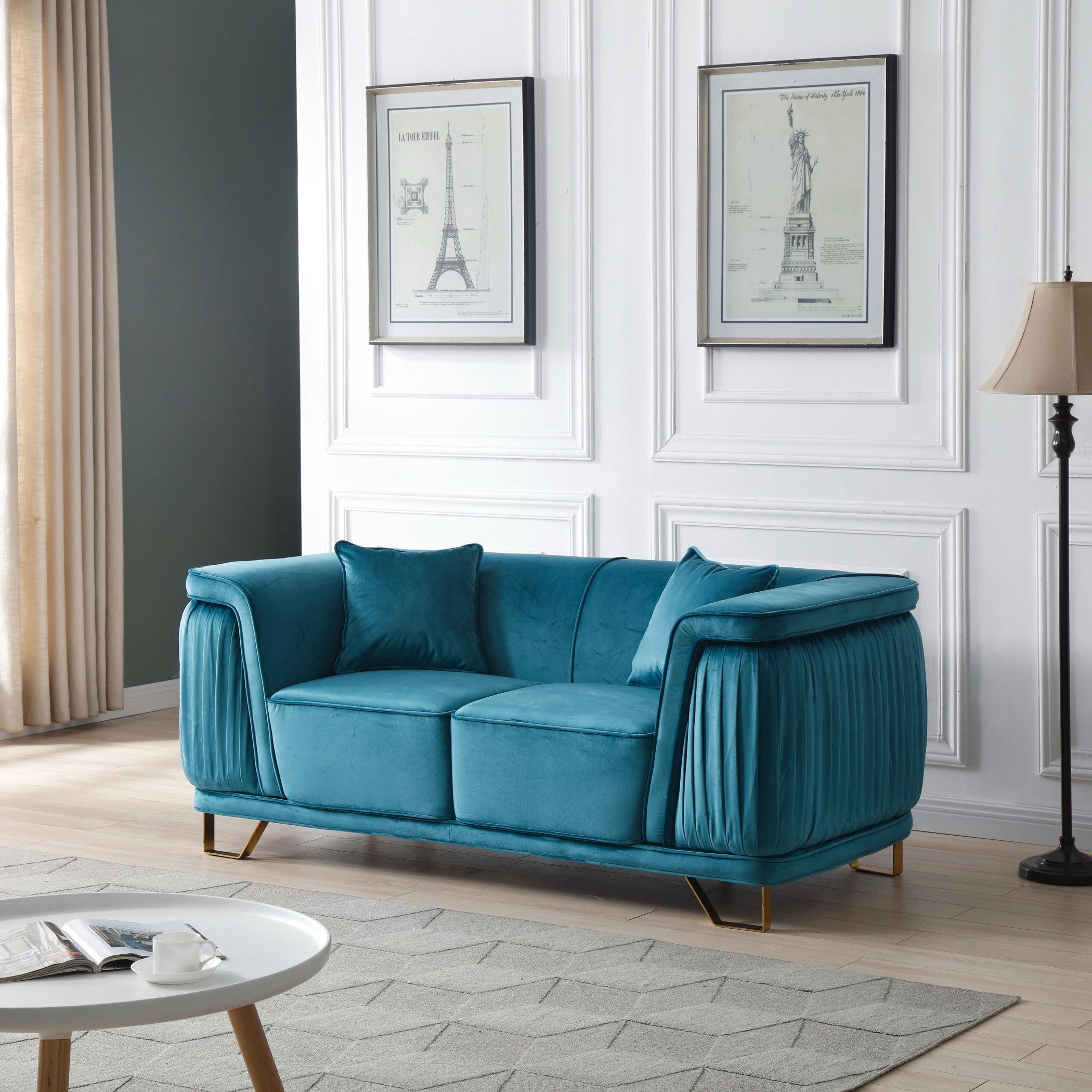 Callista 2-Seater Velvet Sofa with 2 Cushions-hbxlivingroom-sofasandarmchairs-sofas-image-2