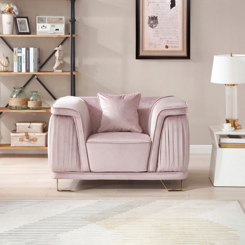 Callista 1-Seater Velvet Sofa with Cushion-Armchairs-image-0
