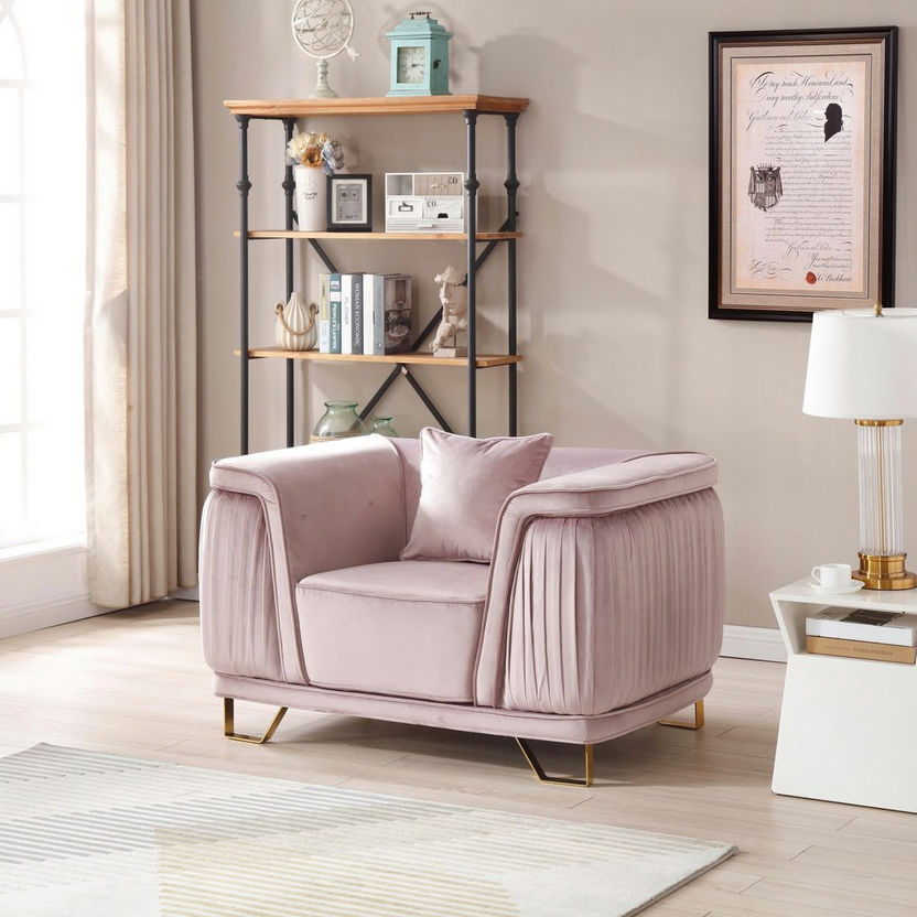 Callista 1-Seater Velvet Sofa with Cushion-Armchairs-image-1