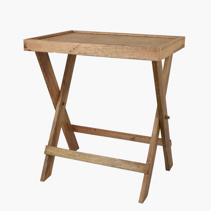 Euler's Solid Wood Folding End Table-End Tables-image-2